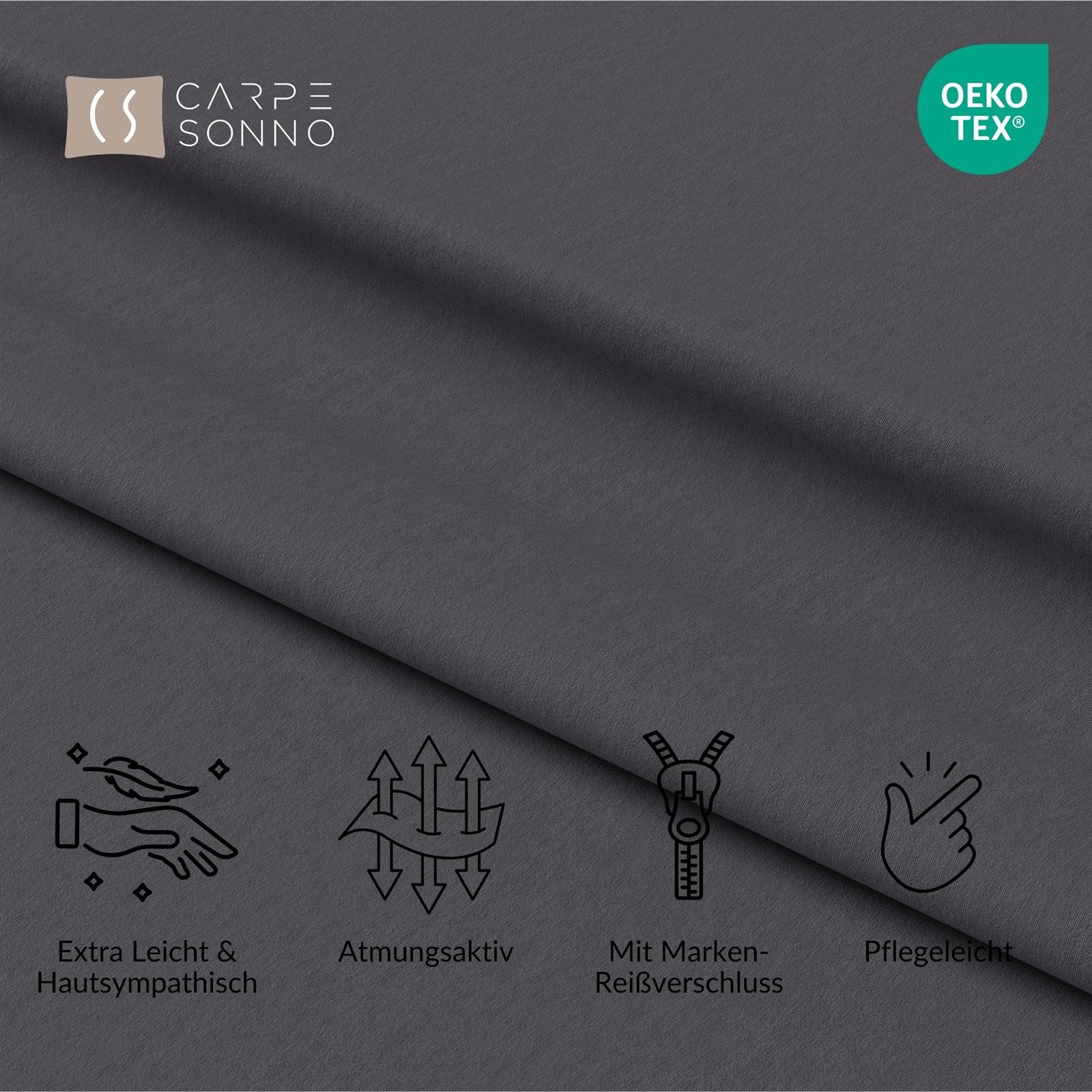 Carpe Sonno Kissenbezug 40x40 40x80 80x80 80x40 2er Set Kissenhülle Mikrofaser Kissenbezug, (2 Stück), Kopfkissenbezug 40 x 40 cm, Uni Grau einfarbig