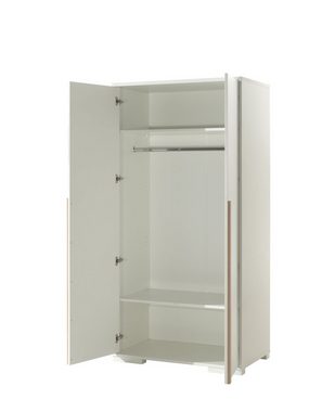 möbelando Kleiderschrank LONDON in Weiß/Buche mit 2 Türen. Abmessungen (BxHxT) 98,5x195,2x56 cm