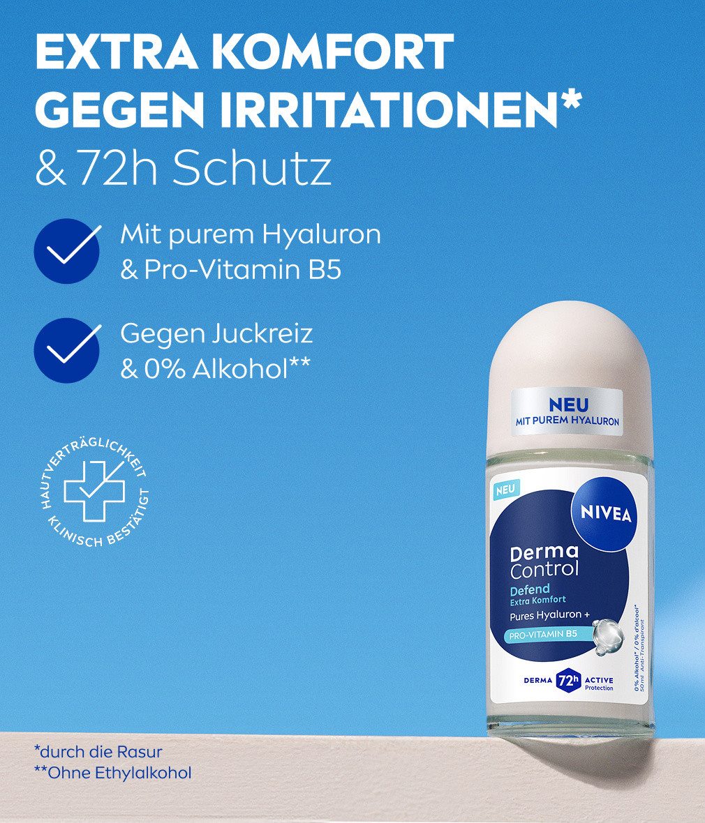 Nivea Deo-Roller Deodorant Derma Control Defend Roll-On 6 x 50ml, 6-tlg. – Bild 4 von 5