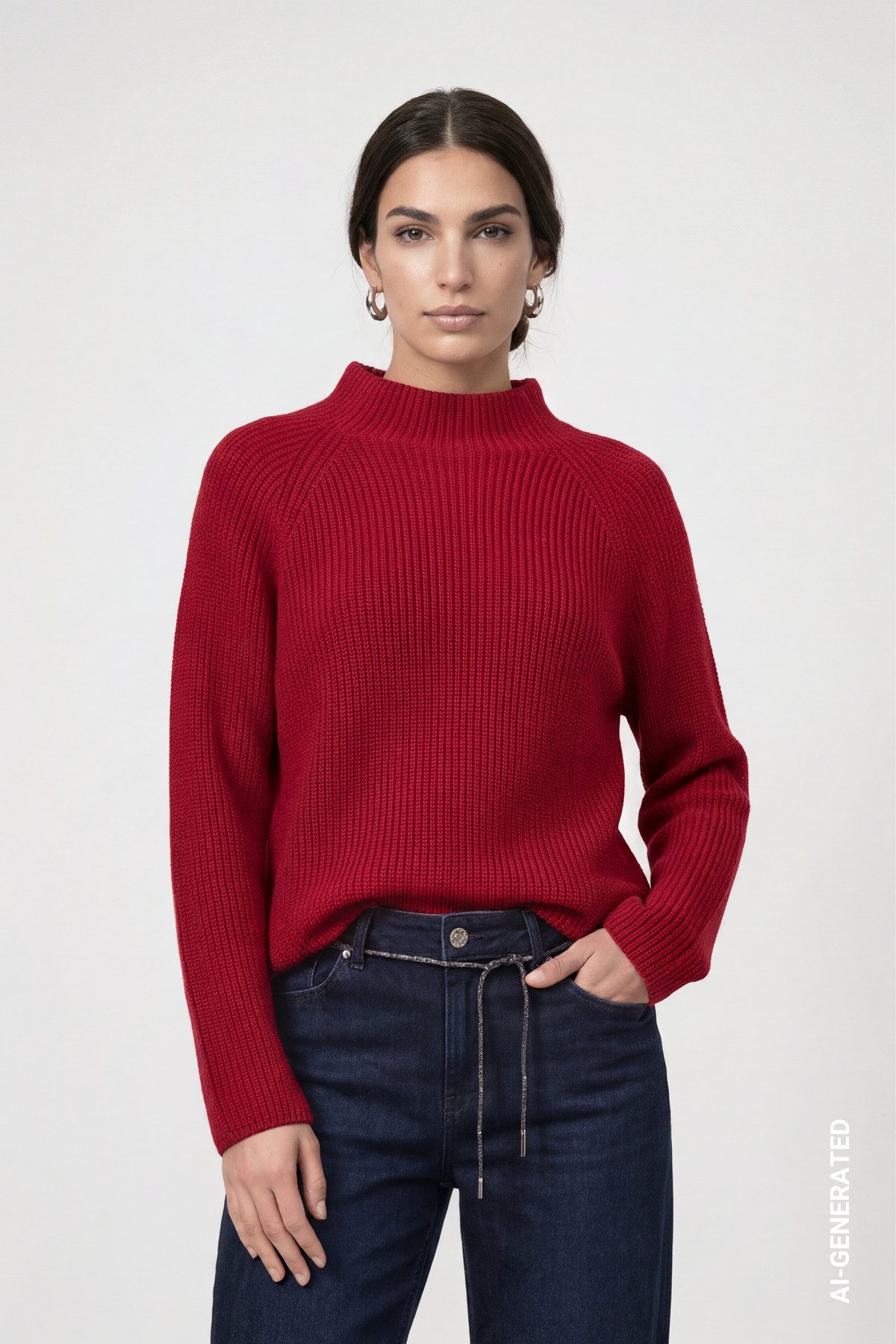 Monari Strickpullover Pullover Basic Perlfang Regular fit mit Stehkragen