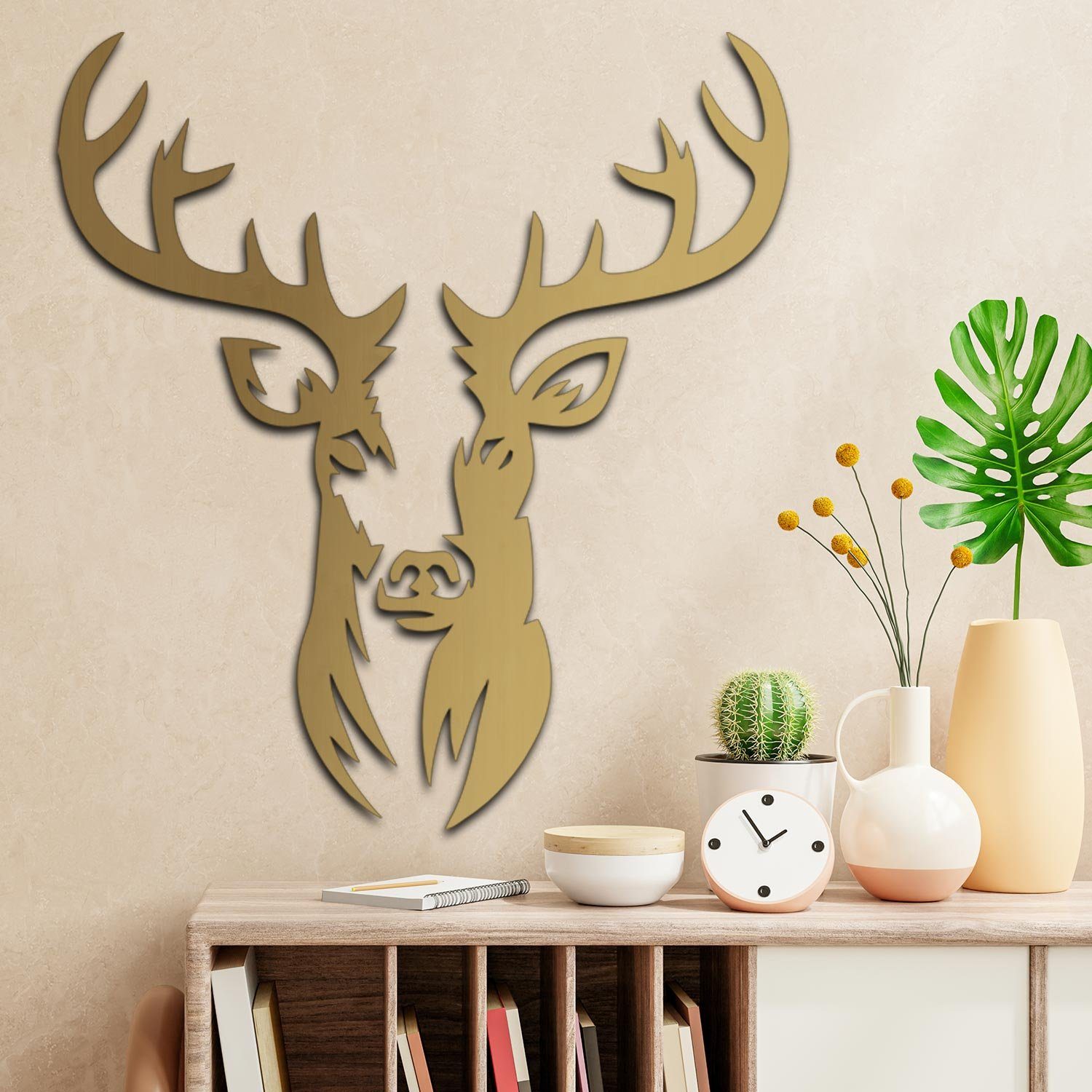 Namofactur Wanddekoobjekt XXL Hirsch Kopf Motiv, Holz Deko (2-teilig), Wandtattoo Hirschkopf aus Holz in verschieden Farben erhältlich – Bild 4 von 5