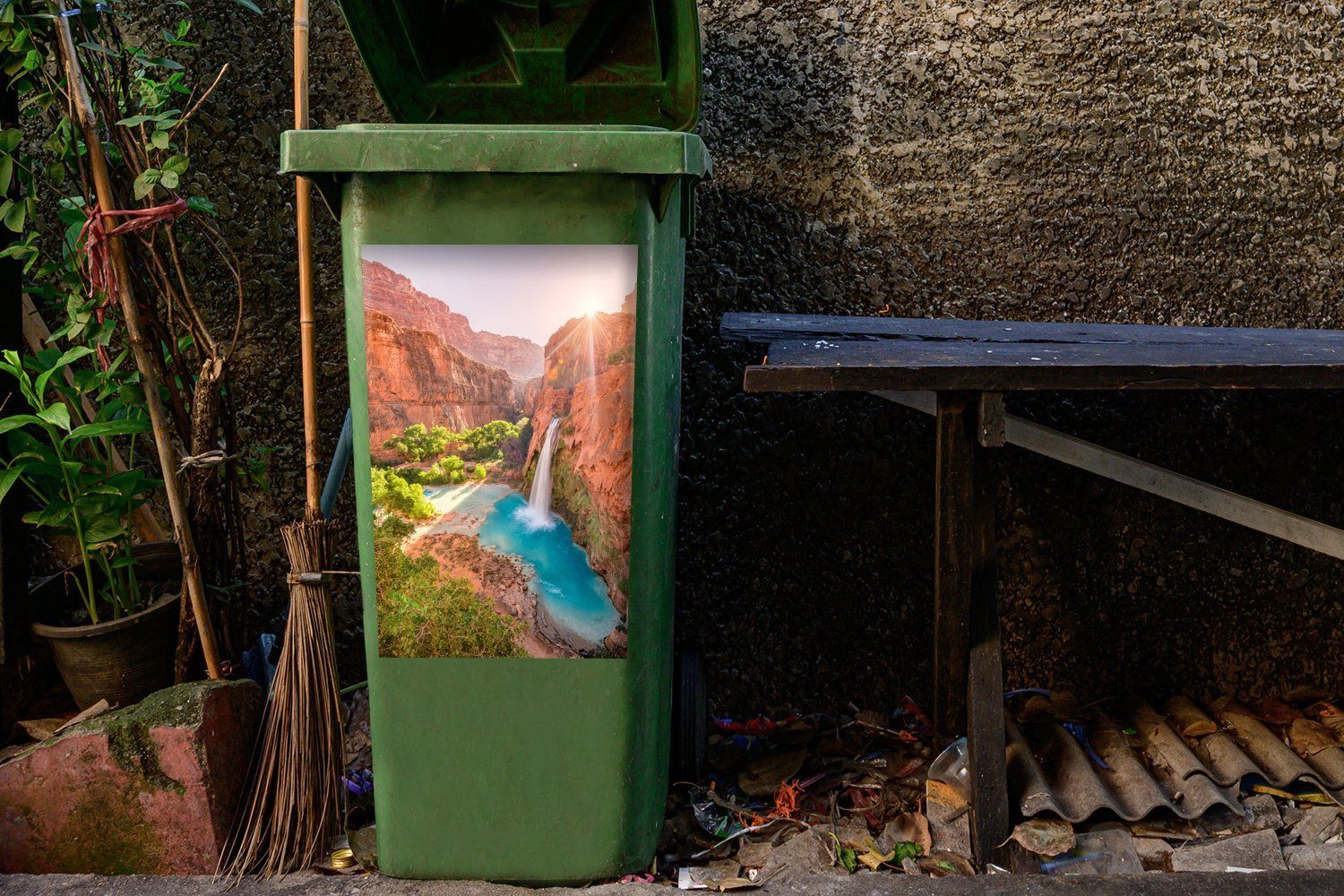 Mülleimer-aufkleber, Wasserfall Wandsticker St), Arizona in Abfalbehälter MuchoWow Container, Mülltonne, Sticker, (1