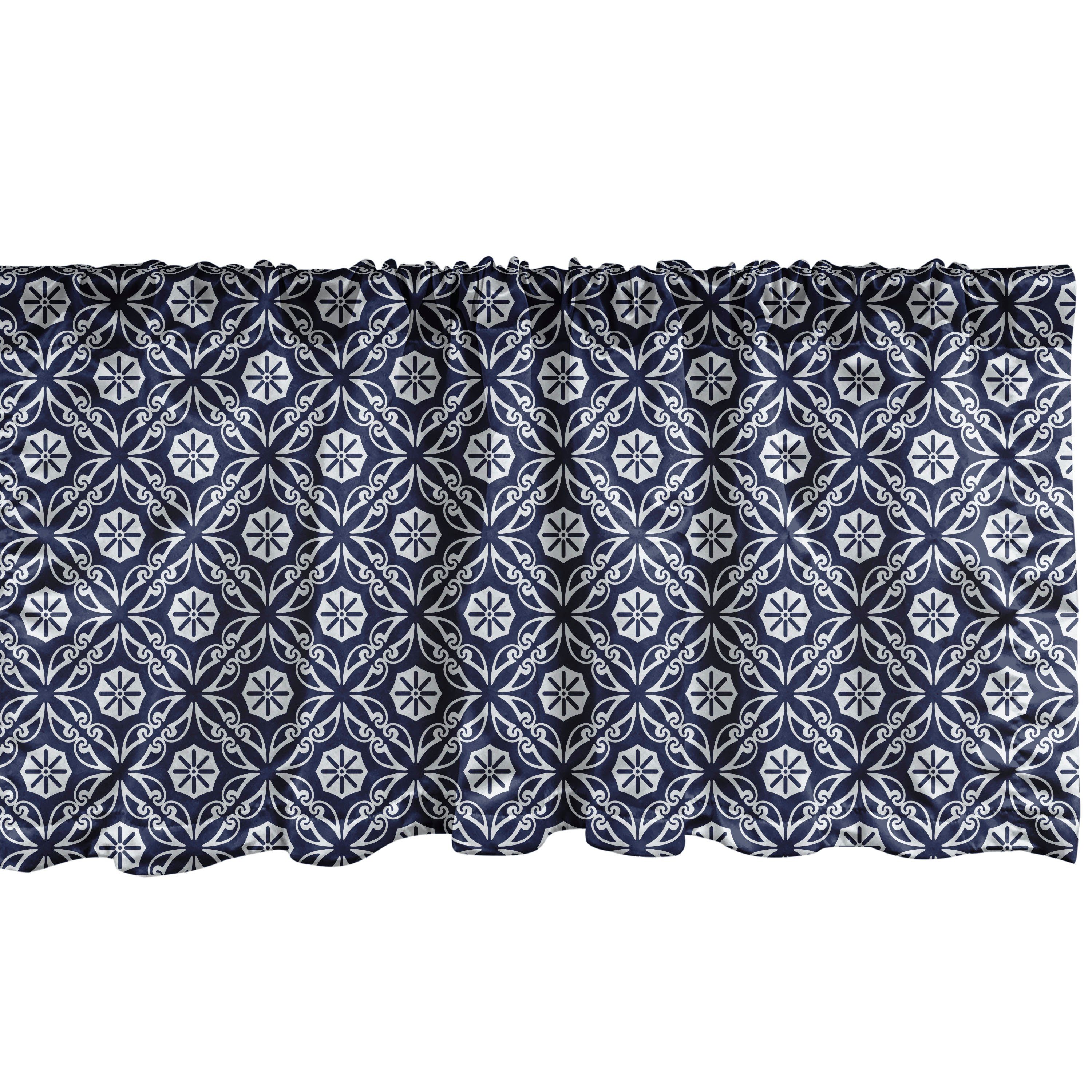 Scheibengardine Vorhang Volant für Küche Schlafzimmer Dekor mit Stangentasche, Abakuhaus, Microfaser, Abstrakt Diagonal Blumenmotive