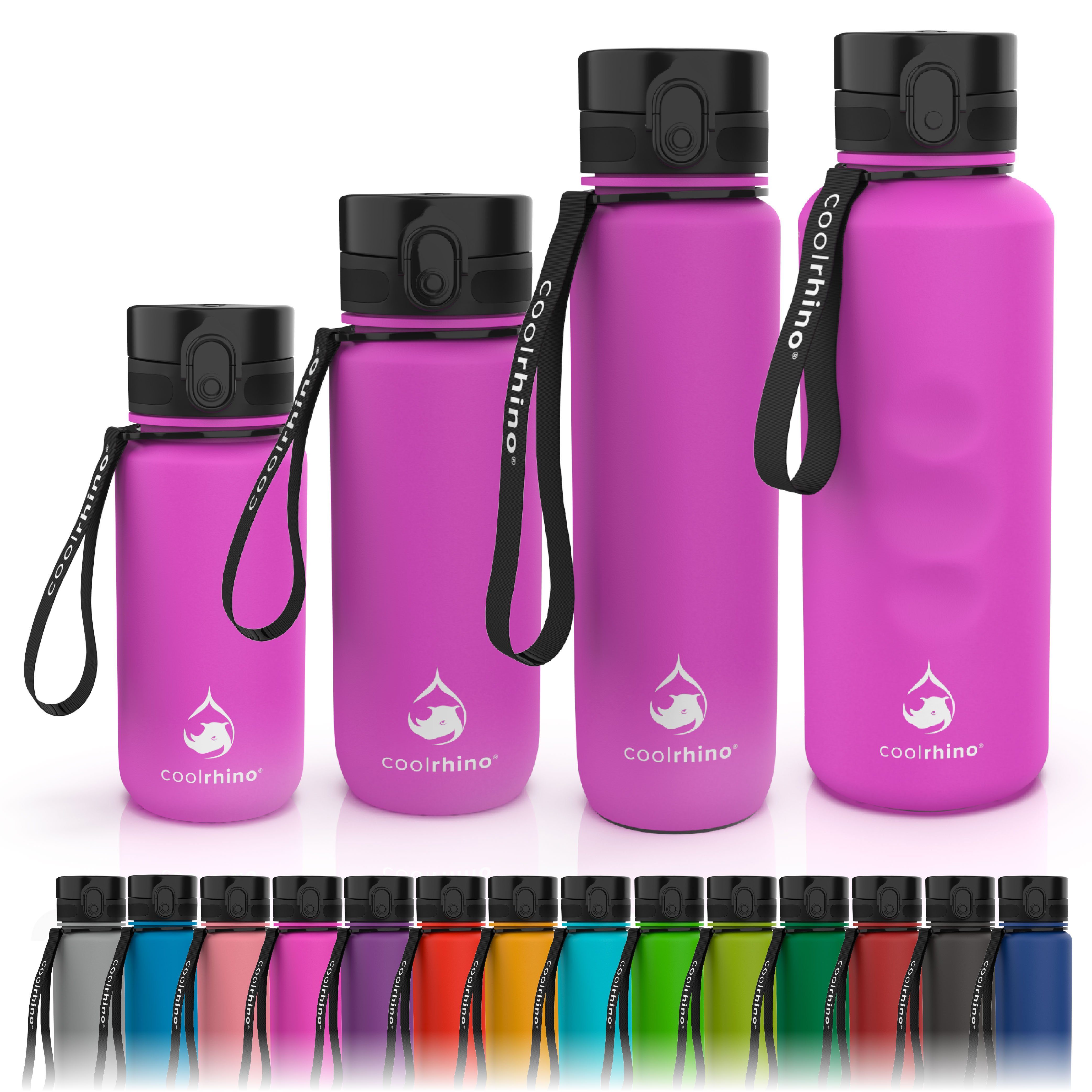 Outdoor, 650 Sportflasche ml, Schule Trinkflasche für Tritan 1,5 rhinoSport liter, Sport, Pink coolrhino 1 Wasserflasche auslaufsicher ml, und l, 350 Fahrrad