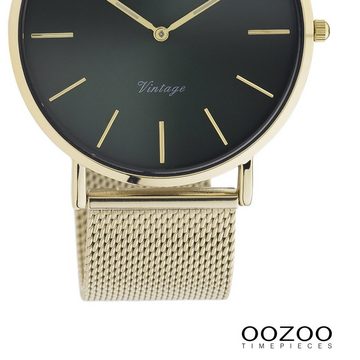 OOZOO Quarzuhr Oozoo Damen Armbanduhr Vintage Analog, (Analoguhr), Damenuhr rund, groß (ca. 40mm) Metallarmband, Fashion-Style