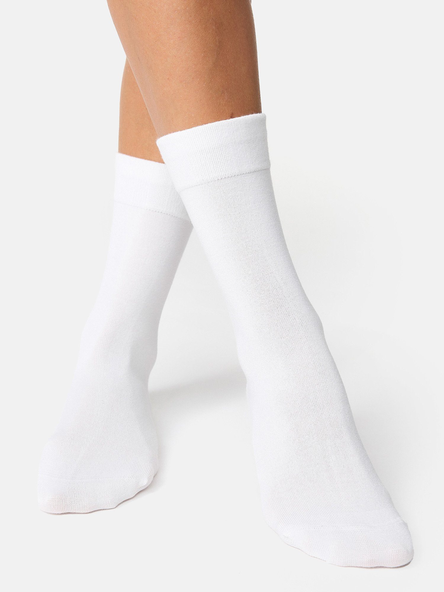 (8-Paar) Die uni Basicsocken günstig weiß Komfort Socken Bund Nur