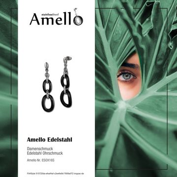 Amello Paar Ohrhänger Amello Ohrringe Edelstahl Keramik (Ohrhänger), Damen Ohrhänger Ovale Edelstahl (Stainless Steel), in silberfarben, sc