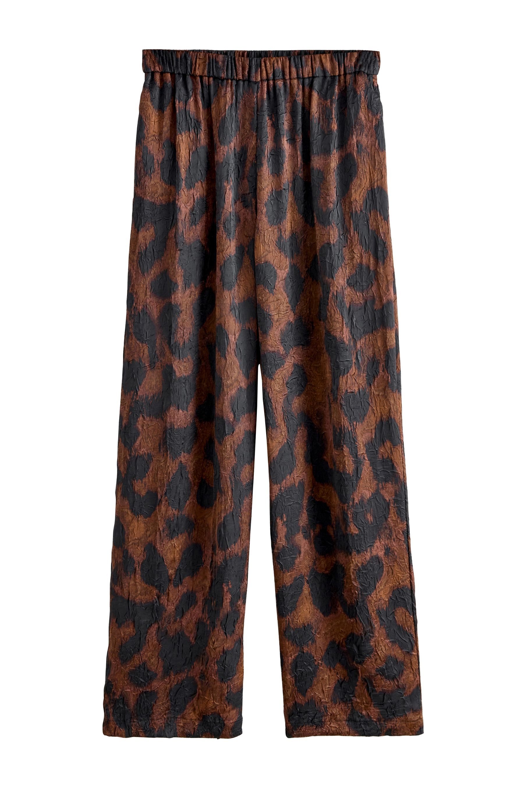 Next Dehnbund-Hose Satin-Hose mit weitem Bein im Knitterlook (1-tlg)