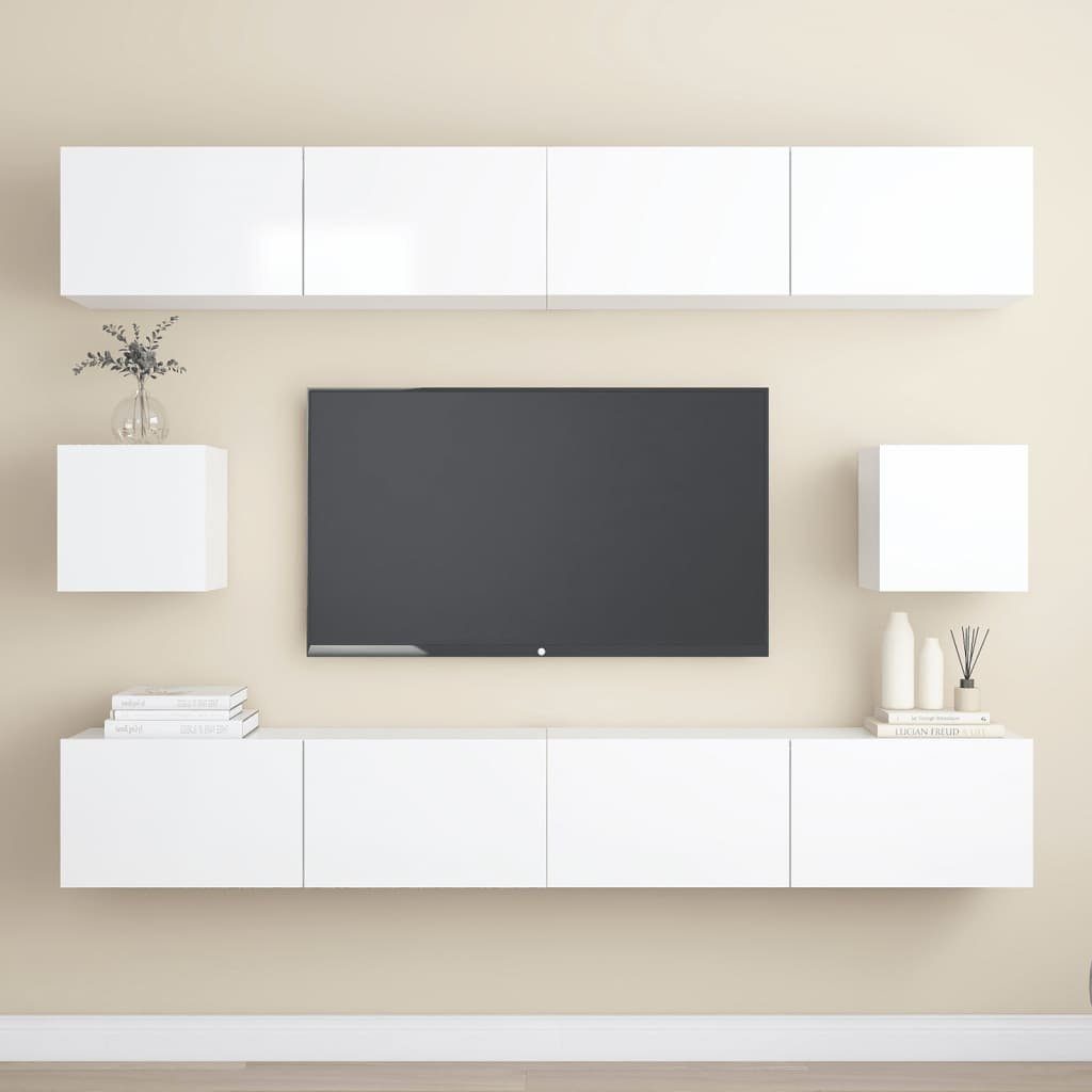 Zeitlich begrenzter Shop vidaXL TV-Schrank 6-tlg. TV-Schrank-Set (1-St) Holzwerkstoff Hochglanz-Weiß