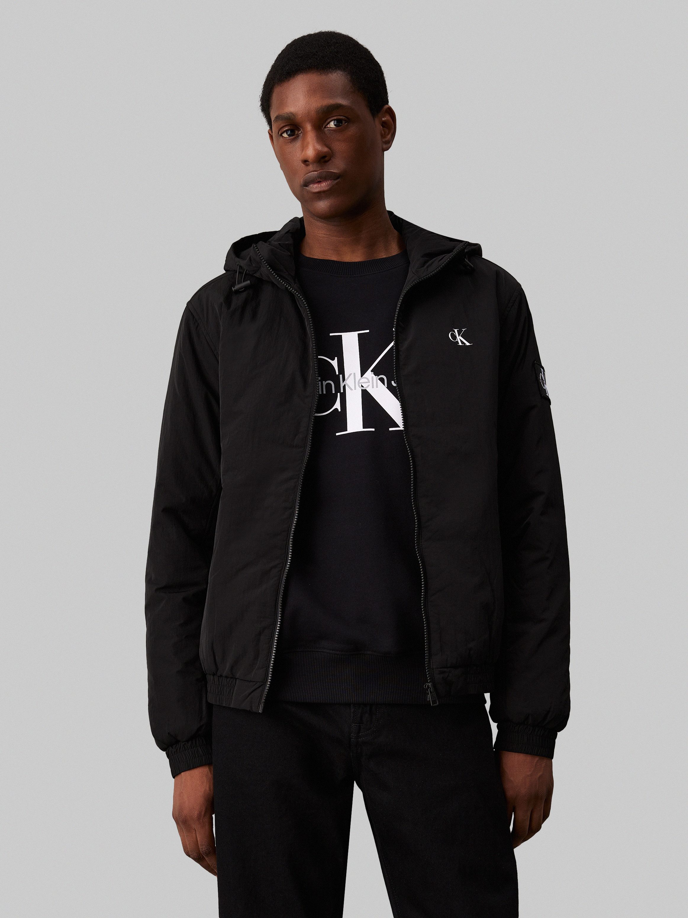 Calvin Klein Jeans Outdoorjacke PADDED HOODED HARRINGTON mit Logoprägung