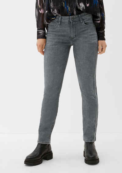 s.Oliver 5-Pocket-Jeans Джинси Betsy / Slim Fit / Mid Rise / Slim Leg Waschung, Leder-Patch, Ziernaht