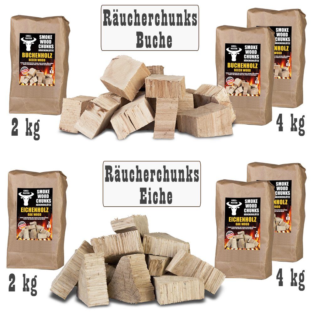 kg kg Räuchern BBQ Räucherspäne Grillmaster 2-4 Feuer, Eiche Smoken Buche Räucherklötze Chunks 2