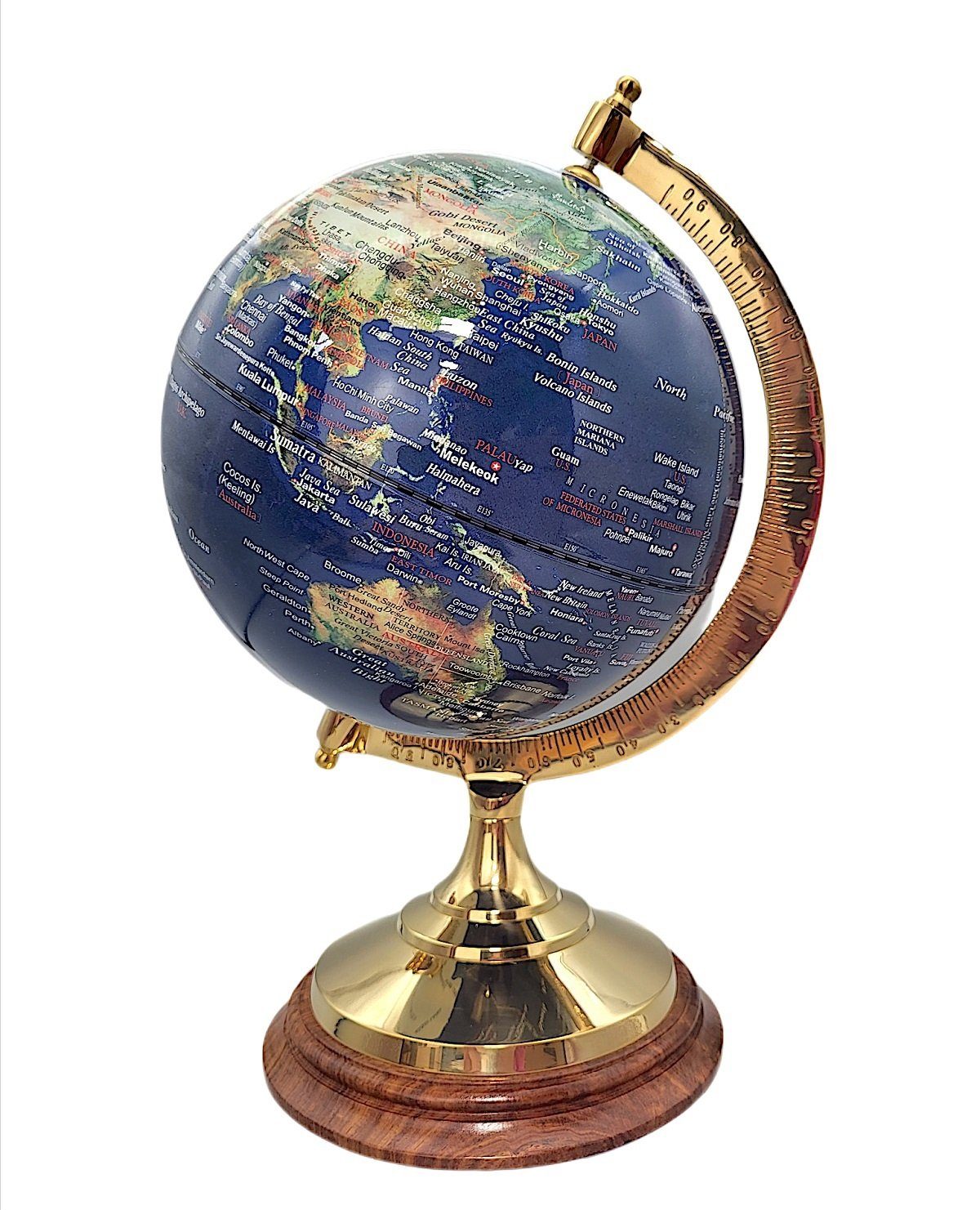 Linoows Dekoobjekt Globus, physischer edlem 47 Stand Großer cm, Holz auf Erdball physischer Erdlobus, Messing Großer 47 Globus und cm