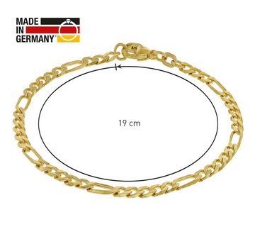 trendor Gliederarmband Gold 585/14K Figaro-Muster Länge 19 cm