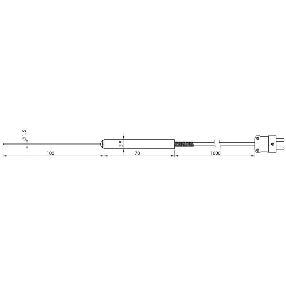 Thermodetektor GES20-K-1-L01 +550 bis °C Greisinger Lebensmittelfühler Fühler-T -65 Greisinger