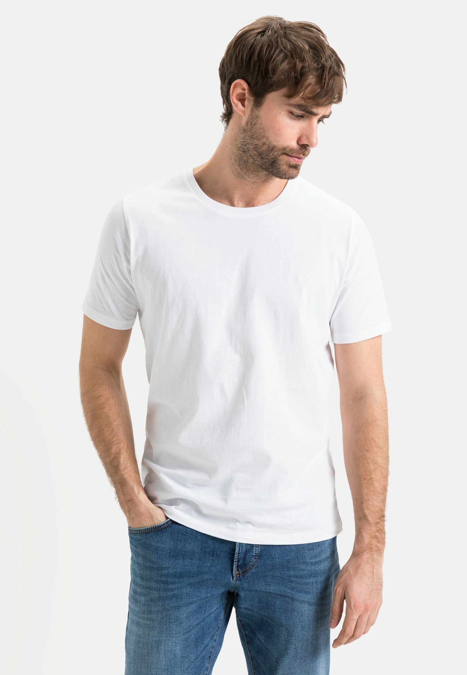 camel active T-Shirt T-Shirt aus reiner Baumwolle Kurzarm günstig online kaufen