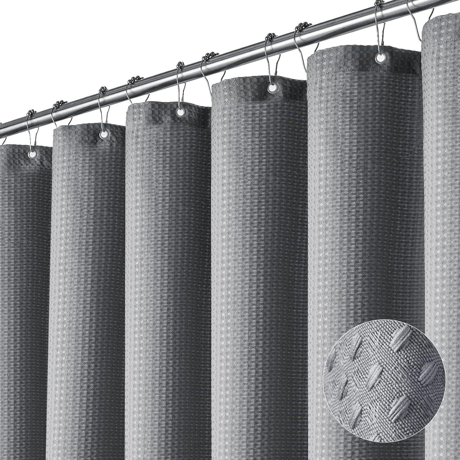 Minicloss Duschvorhang Duschvorhang aus Waffelstoff, wasserabweisend, waschbar & extra dick Breite 180 cm (1-tlg), strukturierter Stoffvorhang für Badezimmer
