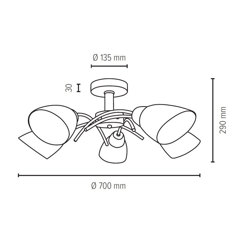 SPOT Light Deckenleuchte VILETTA, ohne Leuchtmittel, Naturprodukt aus  Eichenholz, Nachhaltig, Hochwertige Schirme aus Glas