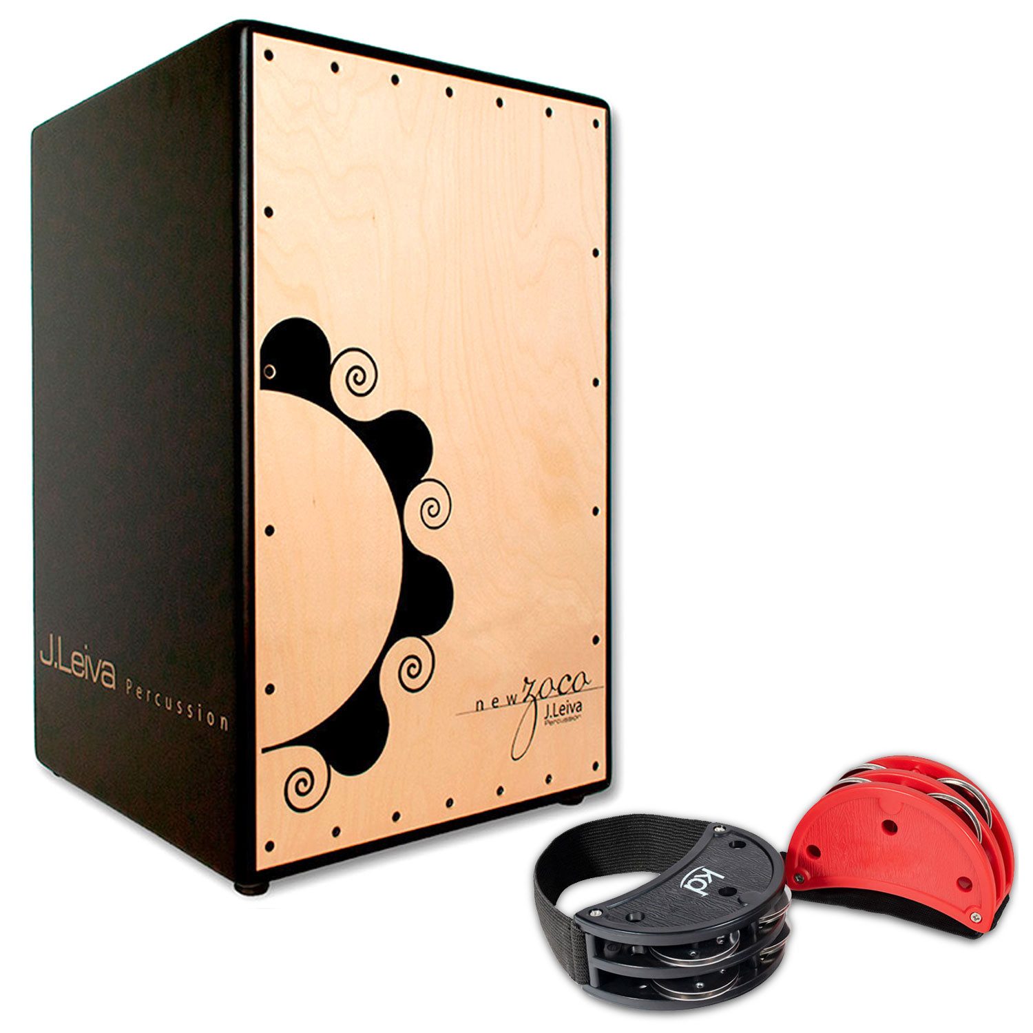 J. Leiva Cajon J.Leiva Cajon Zoco 2.0 mit Fußtambourin-Set,Cajon, Cajon, Vorteils-Set mit Fußtambourin-Set