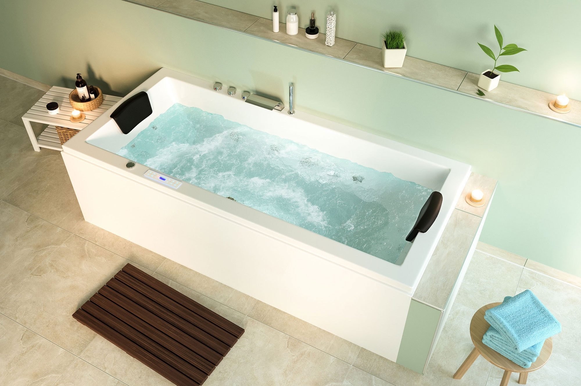 Magnolia Home Whirlpool Rechteck Whirlpool Unity 190x90 Made in Germany 24 Massagedüsen mit Ar