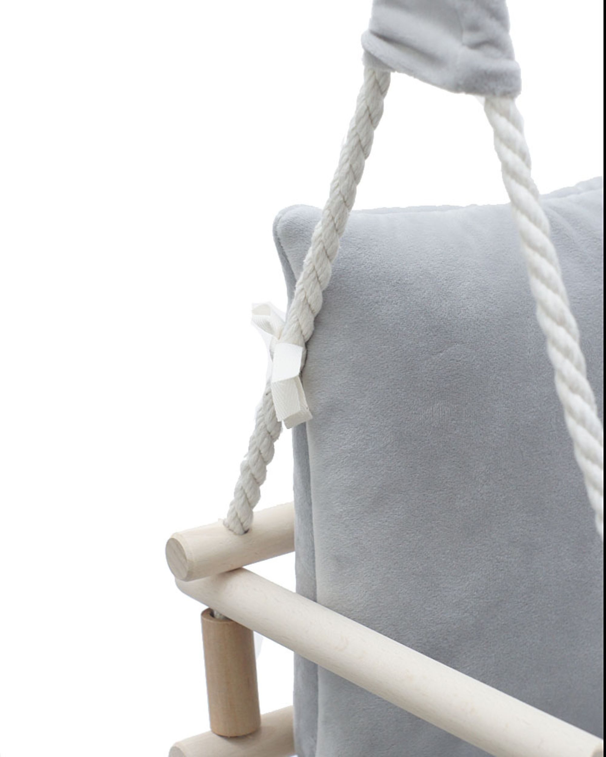 LuMali Babyschaukel Babyschaukel 3in1 Holz Sicherheitsgurt drinnen draußen 34x34x28cm, Kinderschaukel Naturholz Kiefer weich verstellbar 6-36 Monate – Bild 5 von 5