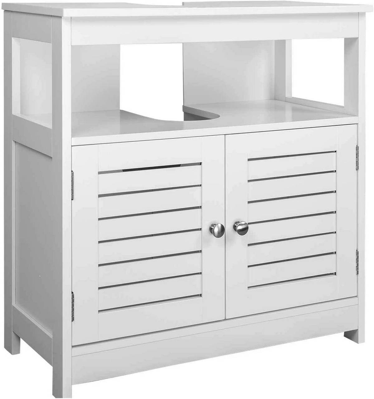 Woltu Waschbeckenunterschrank Waschbeckenunterschrank 2 Türe 60x30x58cm weiß