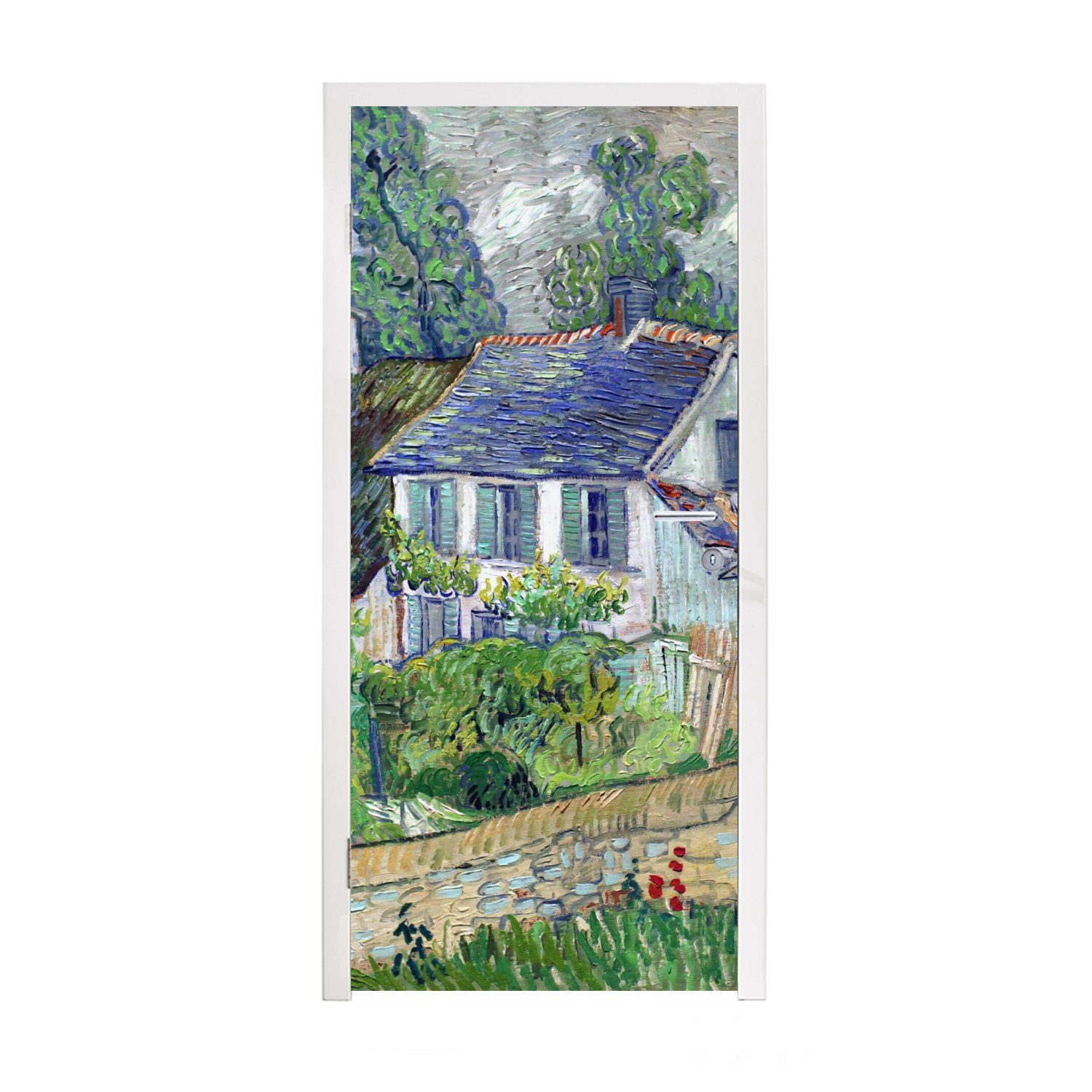 MuchoWow Türtapete Haus in Auvers - Vincent van Gogh, Matt, bedruckt, (1 St), Fototapete für Tür, Türaufkleber, 75x205 cm