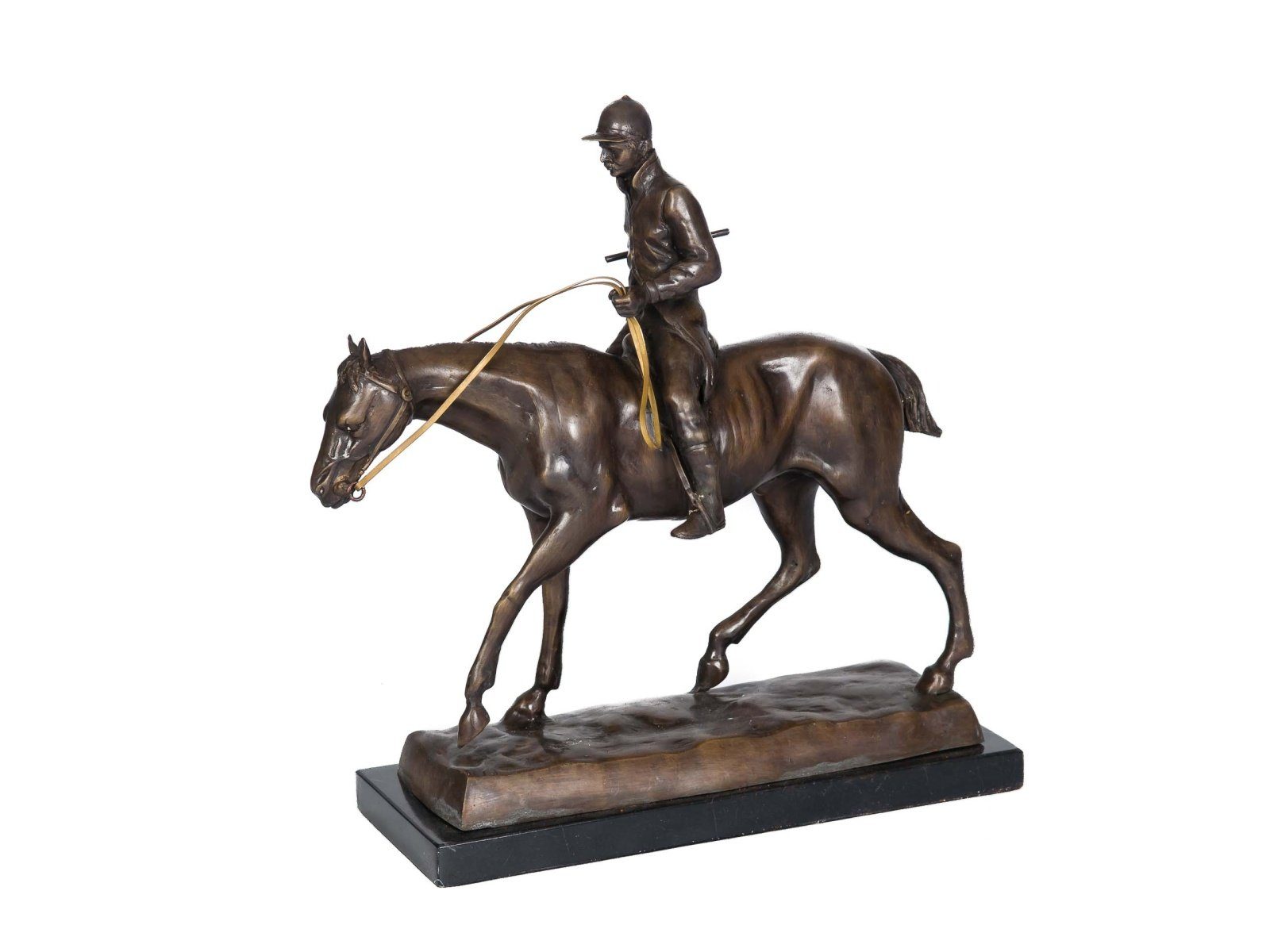 Figur Aubaho Reiter Pferd Bronze 9,4 Bronze Skulptur Skulptur kg Bronzeskulptur Jockey