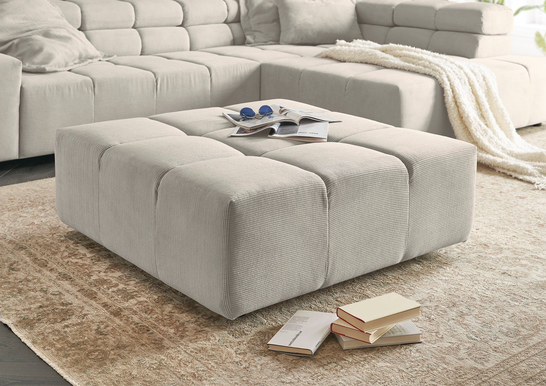 Home affaire Polsterhocker Ancona, passend zur "Ancona"-Polsterserie, auch in Cord + Easy Care