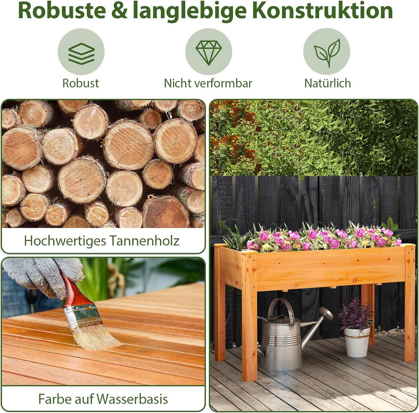 Thumbnail - KOMFOTTEU Hochbeet, Gartenbeet Pflanzbeet mit Abflusslöchern