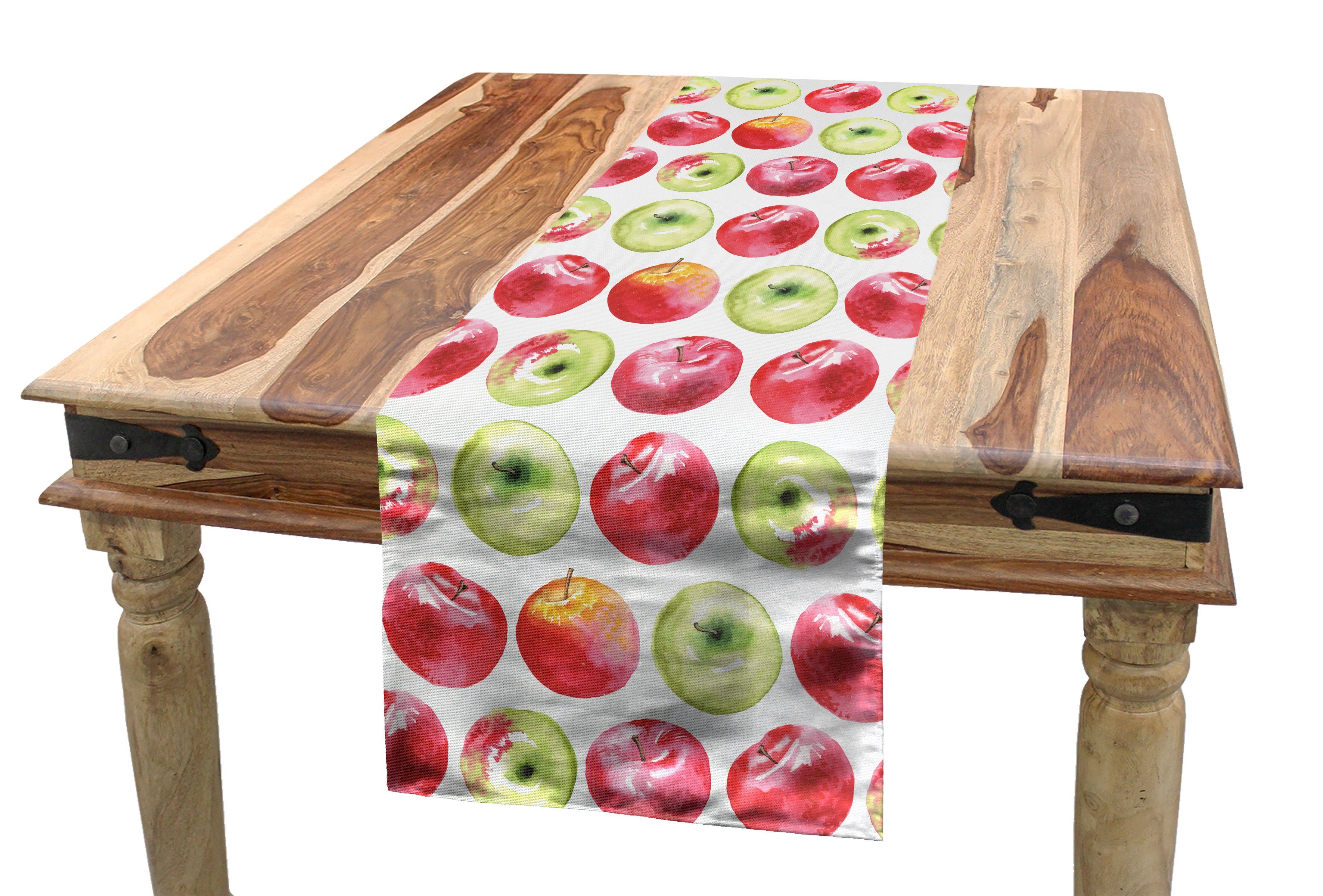 Abakuhaus Tischläufer Esszimmer Küche Rechteckiger Dekorativer Tischläufer, Apfel Aquarell Granny Smith | Tischläufer