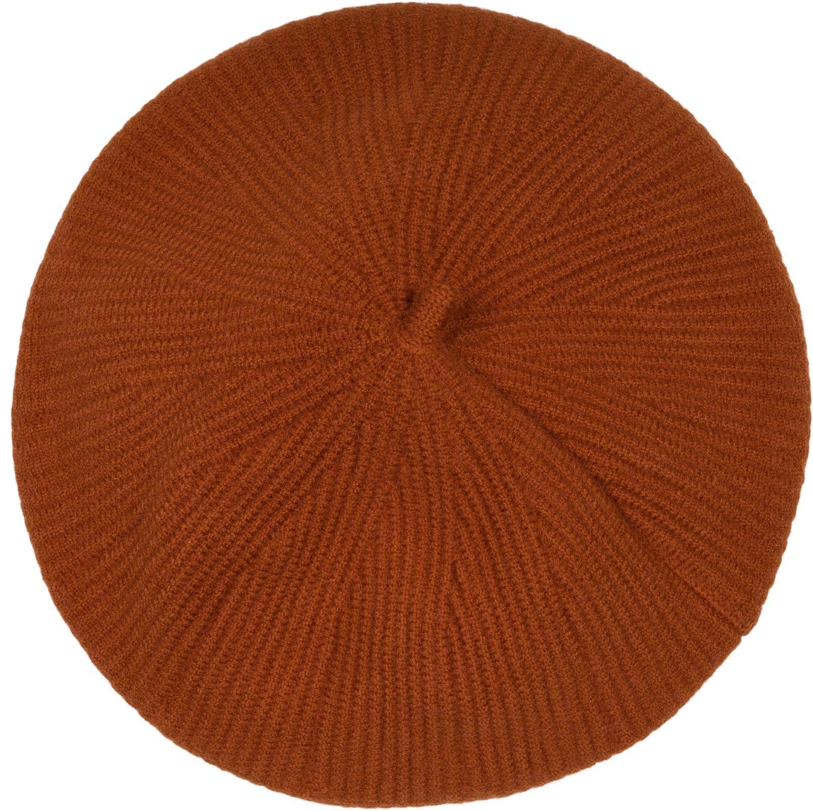 Muster (1-St) Streifen mit Feinstrick styleBREAKER Baskenmütze Cognac Baskenmütze