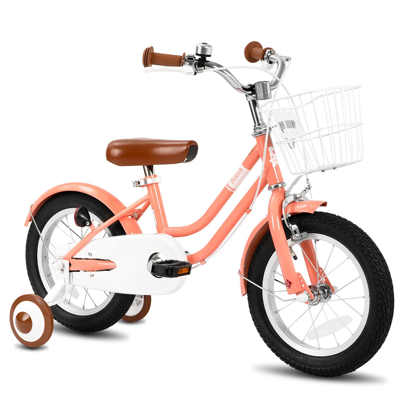 JOYSTAR Kinderfahrrad Kinderfahrrad mit Korb, abnehmbaren Stützrädern für Kinder 2‑9 Jahre, Ausgestattet mit Doppelhandbremsen, Stützrädern, Schutzblechen, Korb
