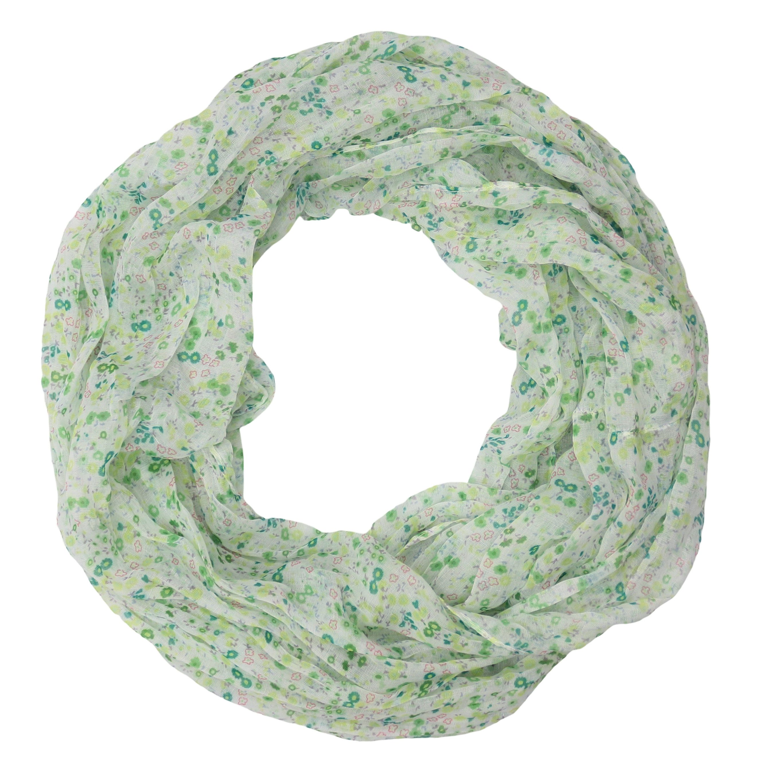 Loop Damen Schal mit Blümchen Muster, Weich, Schlauchschal