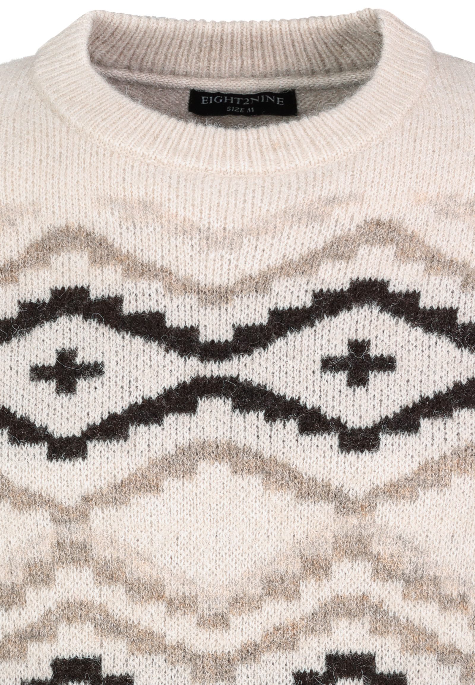 Eight2Nine Strickpullover Herren Jacquard Pullover Strick langarm Pullover langarm, Rundhalsausschnitt