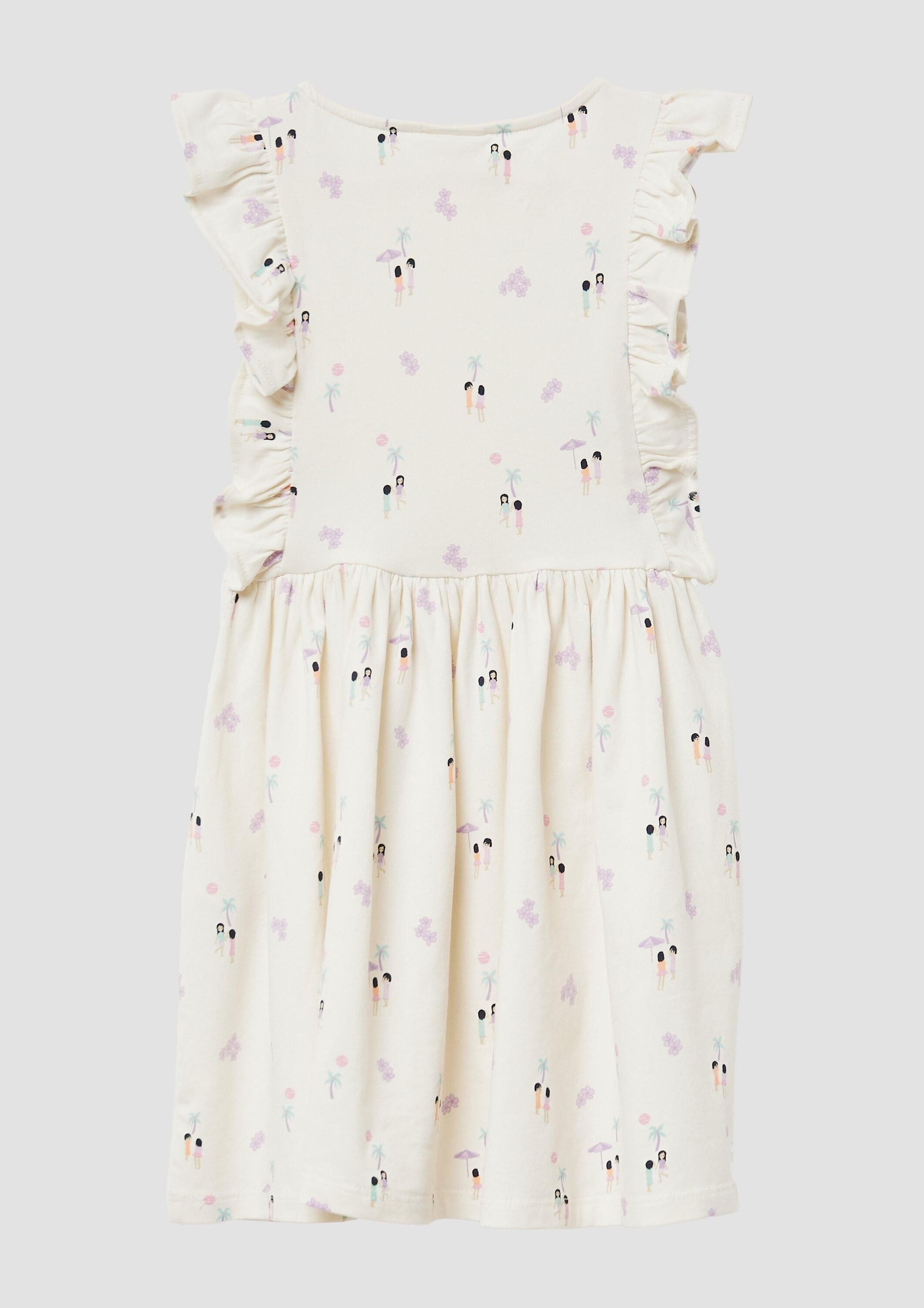 s.Oliver Minikleid Kleid Kurzes Kleid mit All-over-Print und Volantärmeln