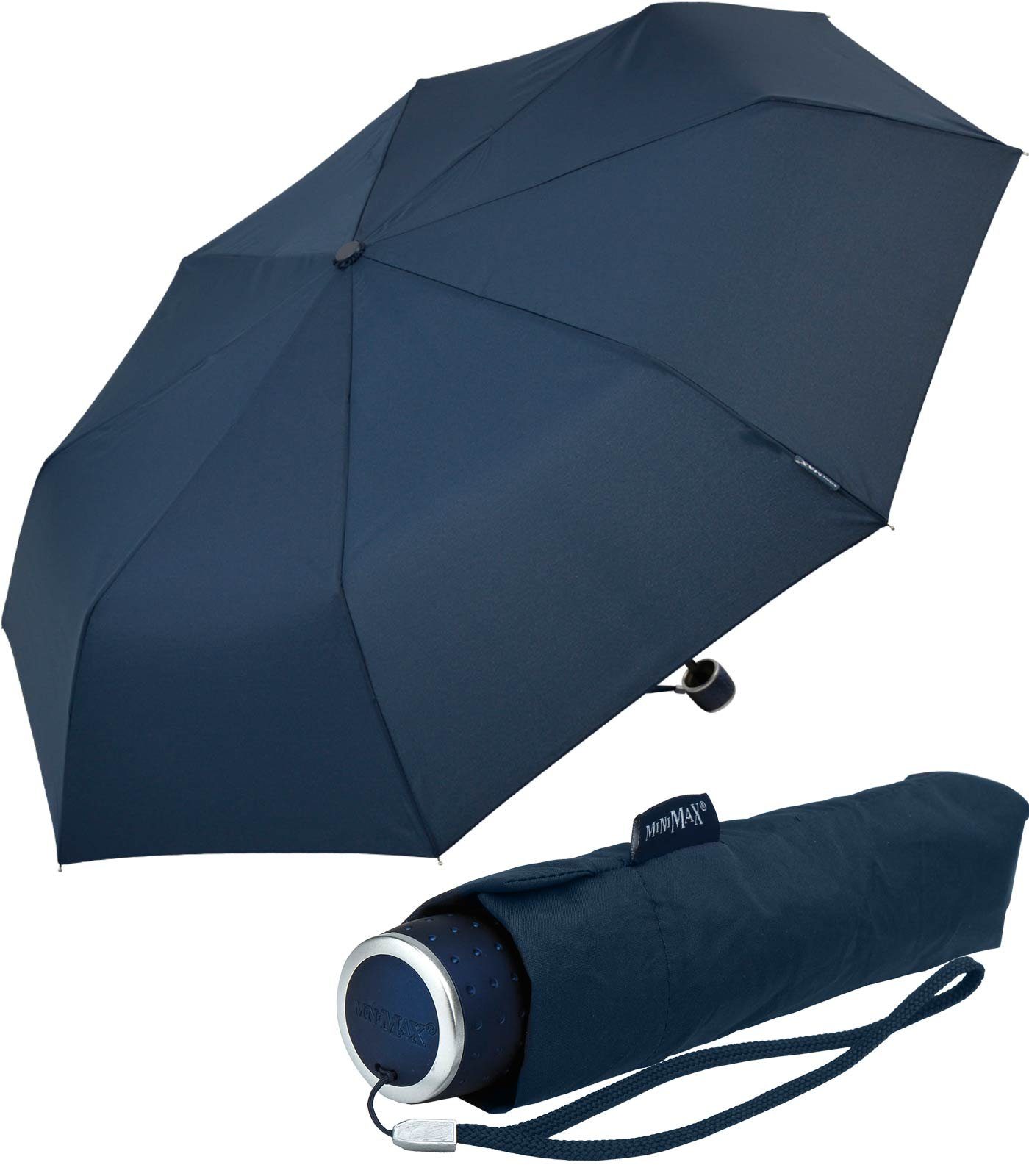 Impliva Taschenregenschirm miniMAX® kleiner leichter Schirm Handöffner, passt in jjede Tasche navy