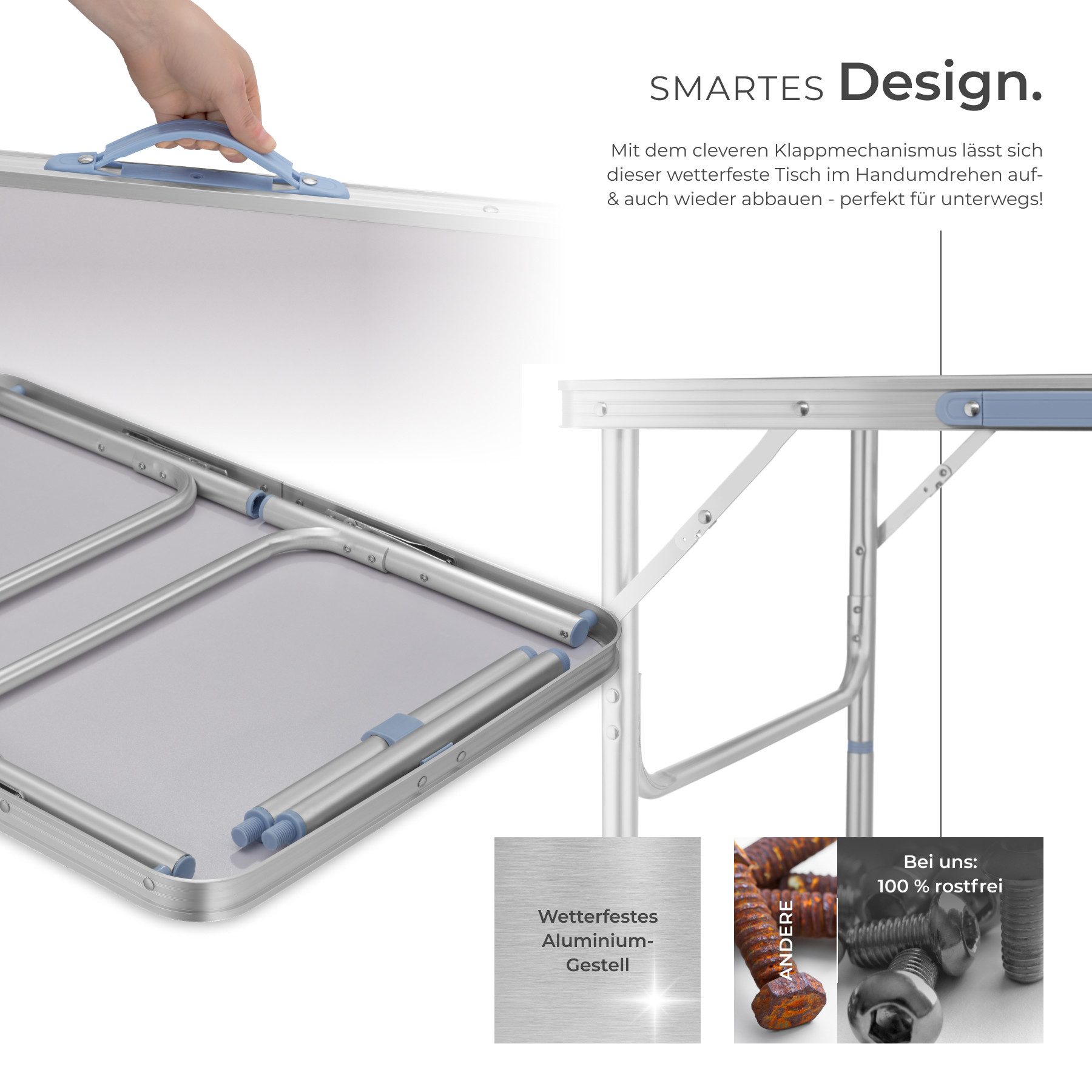 tectake Campingtisch Lothar (1-St., 1 tlg), Kompakter Klapptisch aus Aluminium