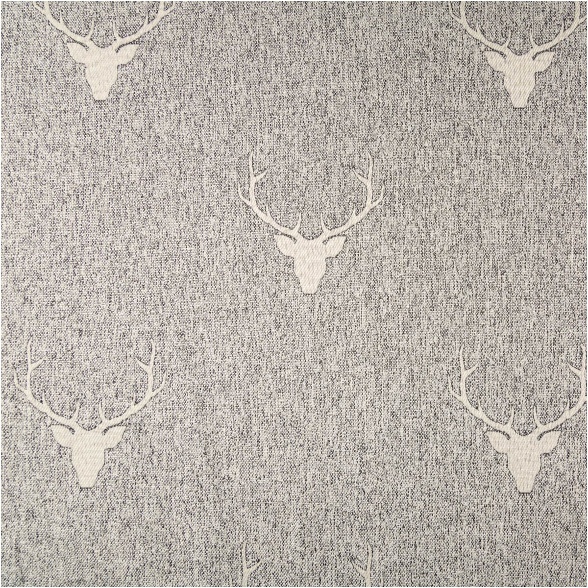 SCHÖNER LEBEN. Stoff Jacquard Dekostoff Hirschkopf grau beige meliert Meterware, made in Germany