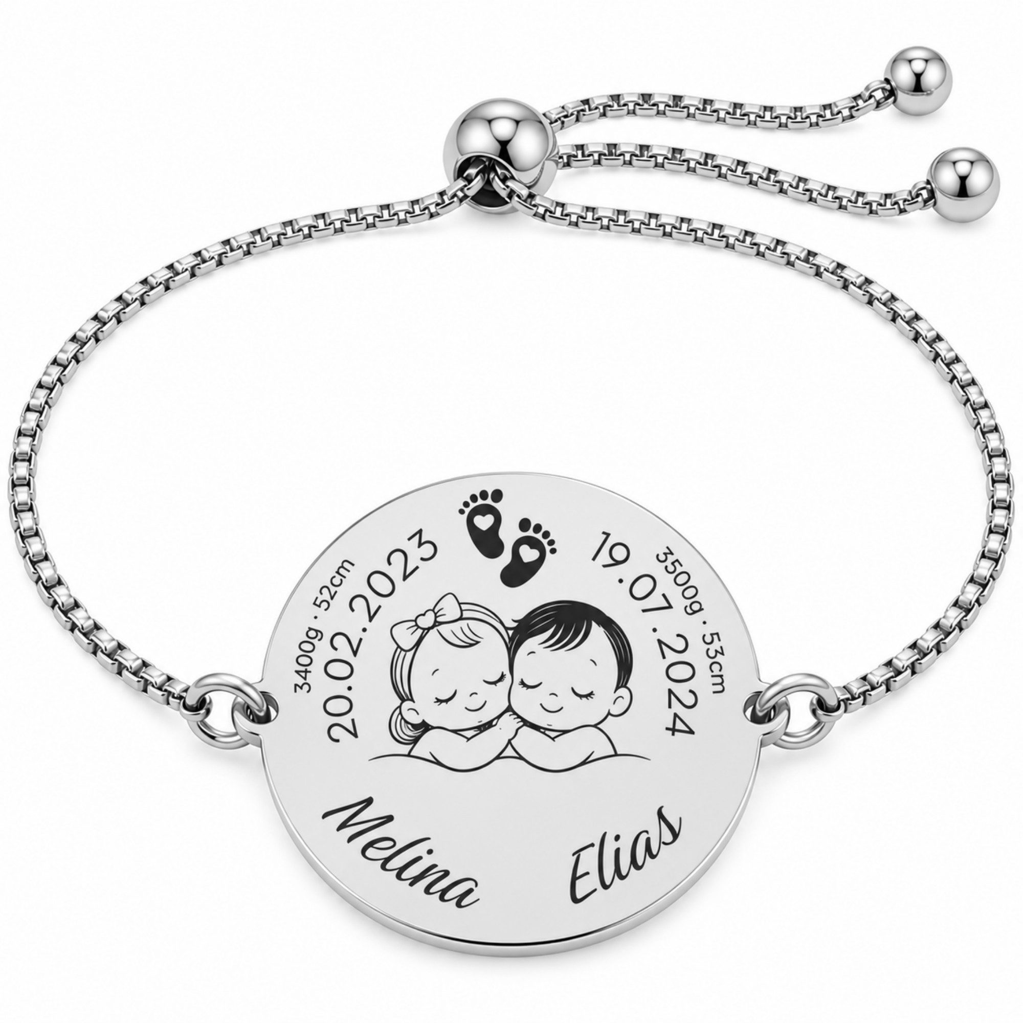 BS Schmuckdesign Armband mit Gravur Personalisiertes Namensarmband Familienarmband Erinnerungsschmuck (1-tlg., personalisiert)