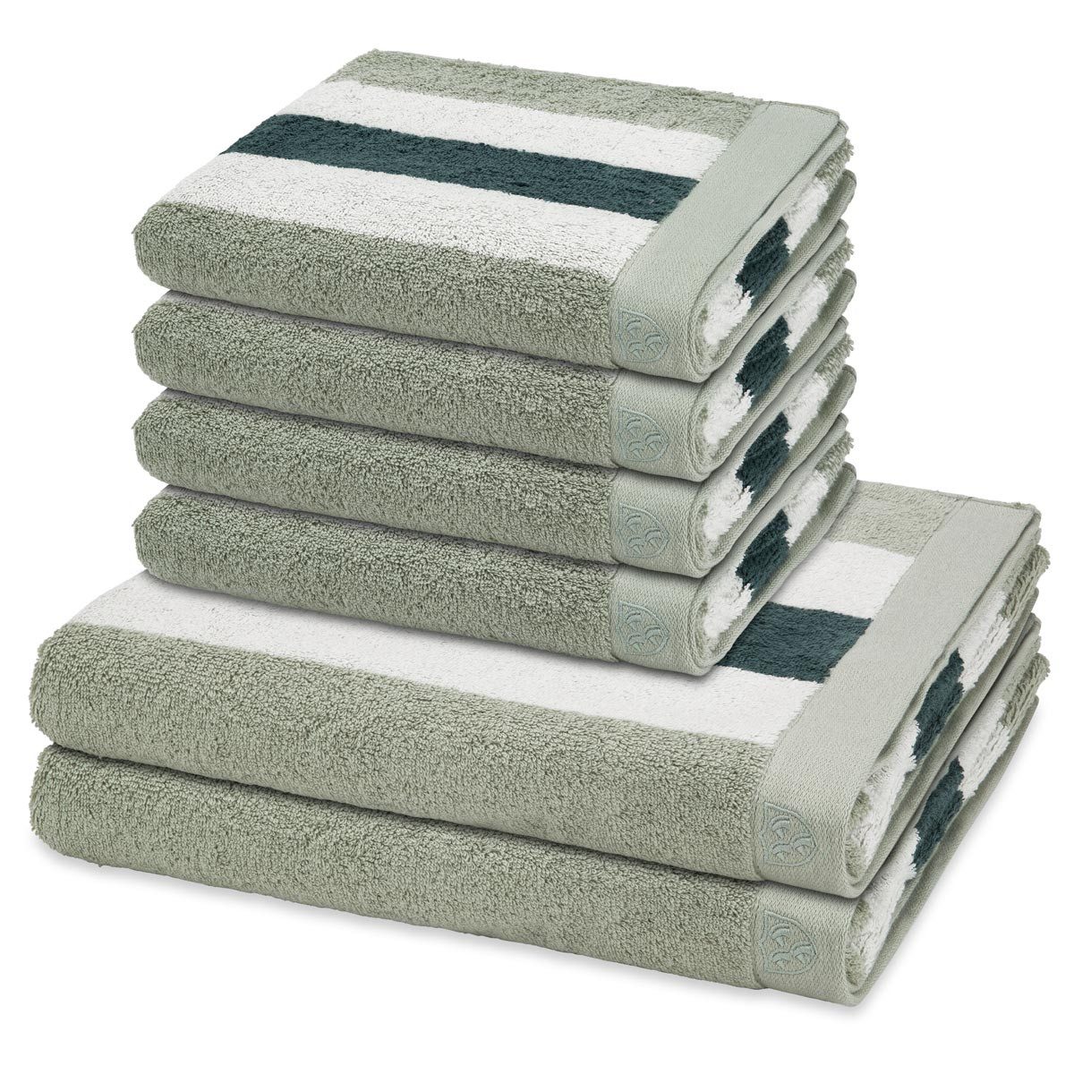 ROSS Handtuch Set Doubleface Stripes, Frottee (Spar-Set, 6-St), 4 X Handtuch 2 X Duschtuch im Set - Baumwolle - Saugstark