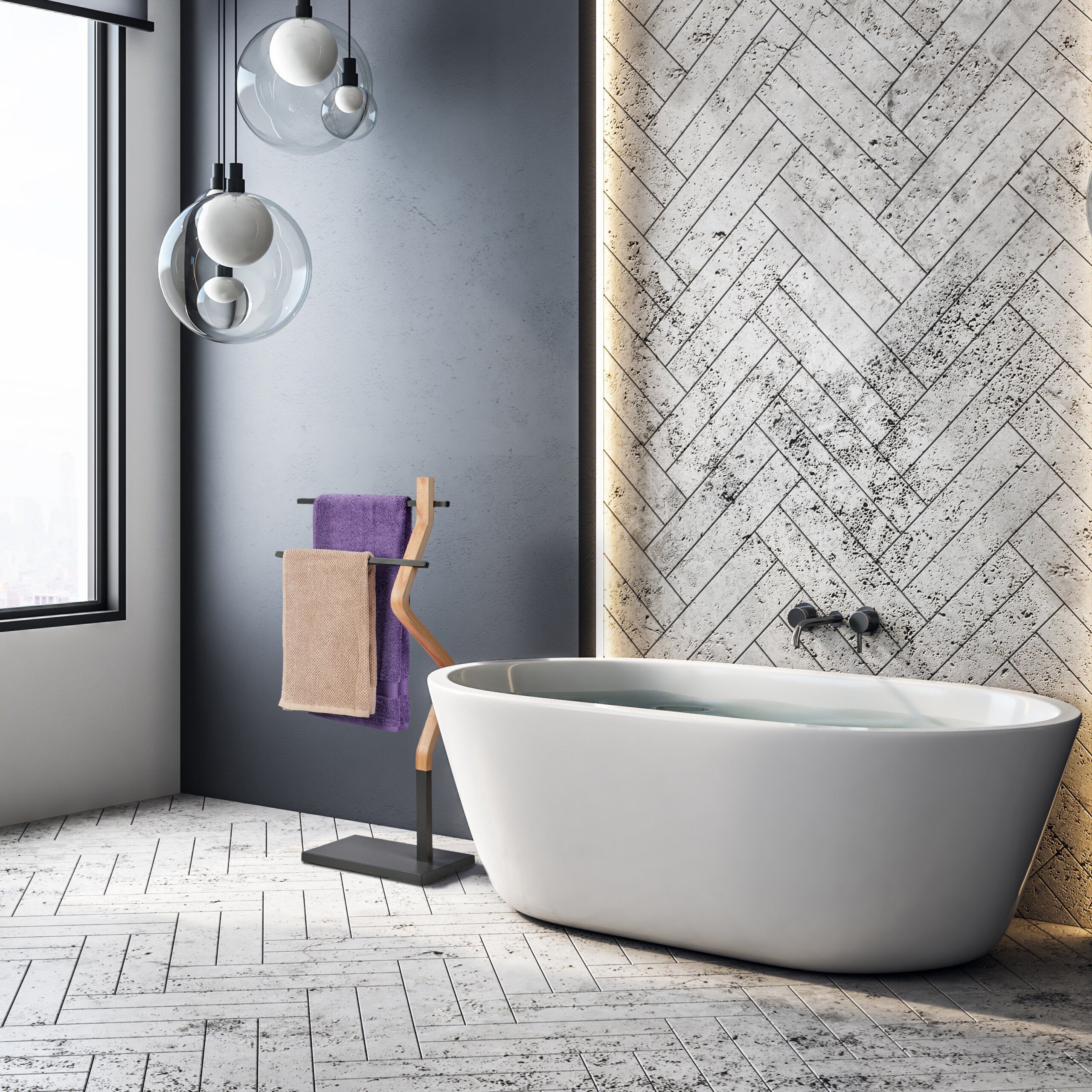 relaxdays Handtuchhalter Handtuchständer mit geknicktem Design günstig online kaufen