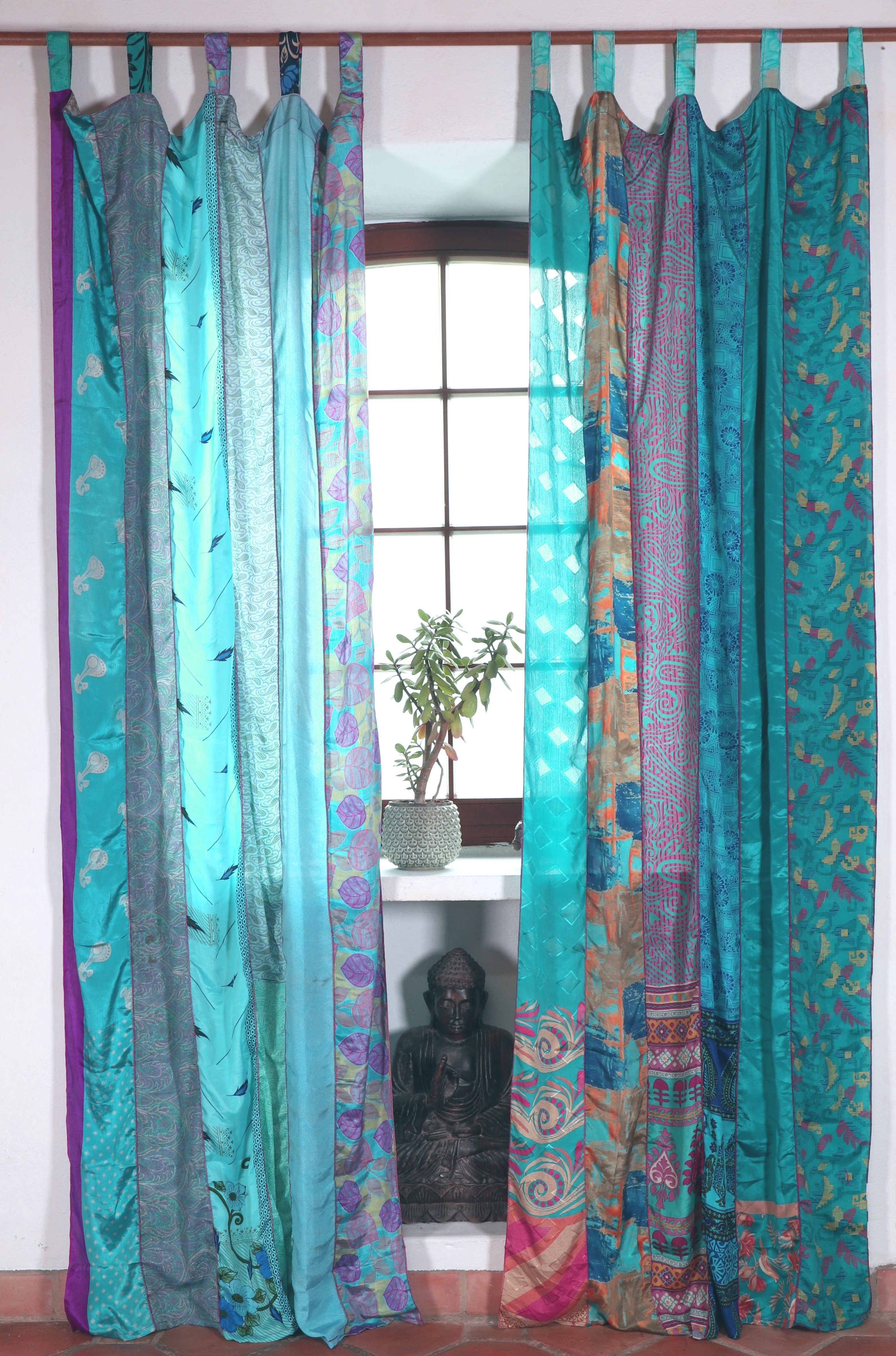 Guru-Shop Vorhang Seidiger Vorhang (1 Stk) Gardine aus Patchwork..