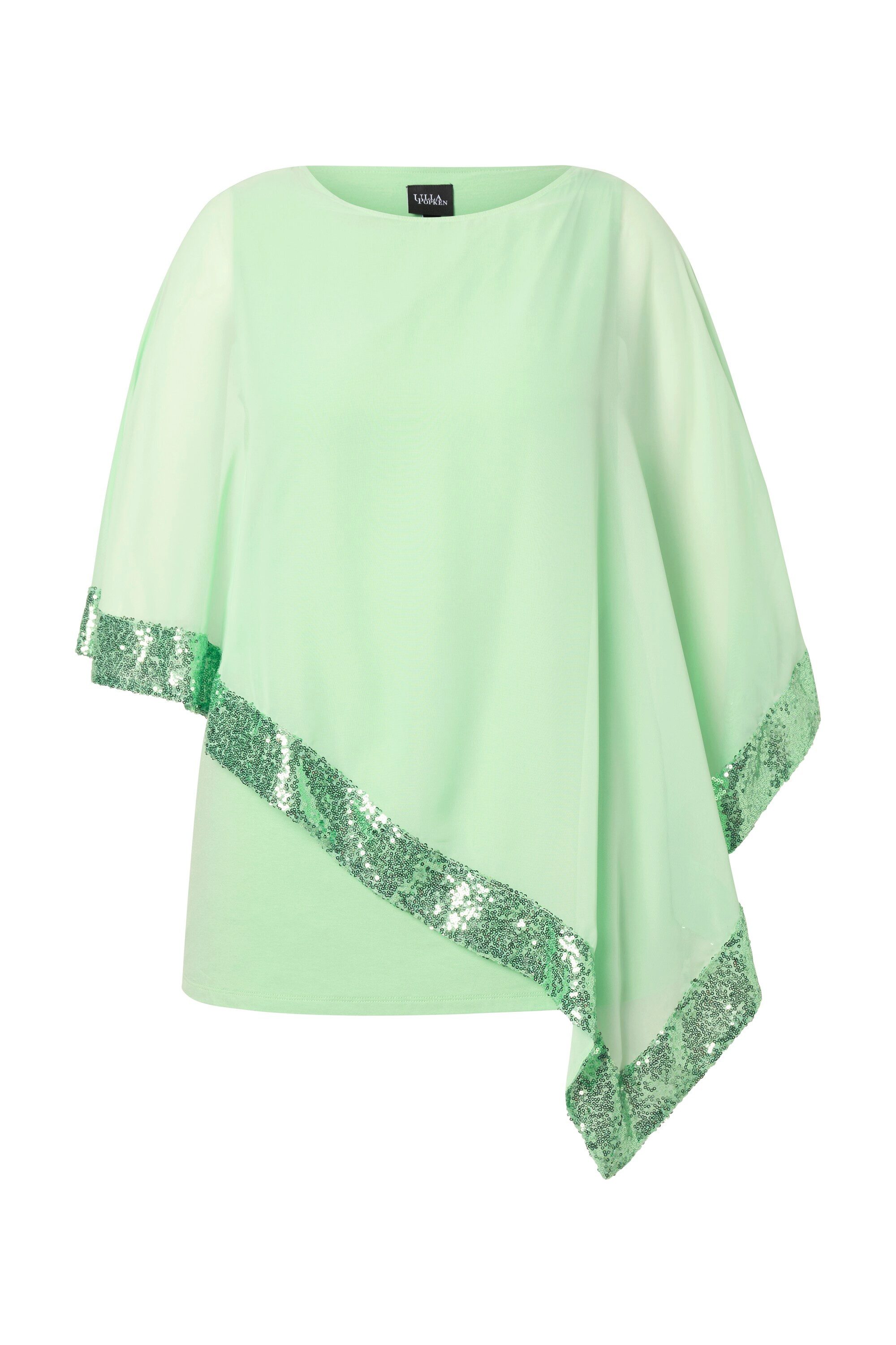 Ulla Popken Druckbluse Bluse Chiffon-Überwurf U-Boot-Ausschnitt günstig online kaufen