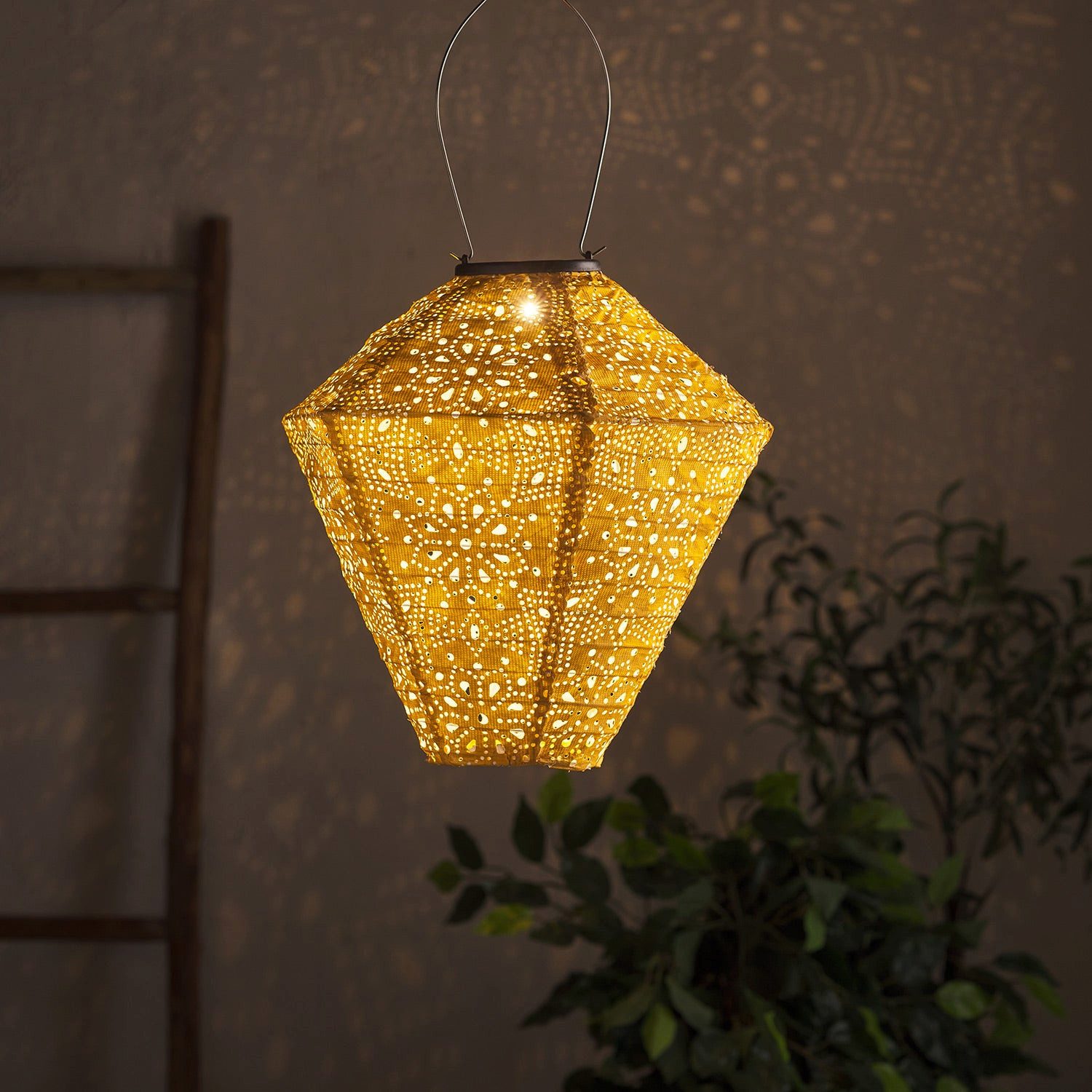 Lights4fun LED Laterne Tyvek Solar Lampion gelb