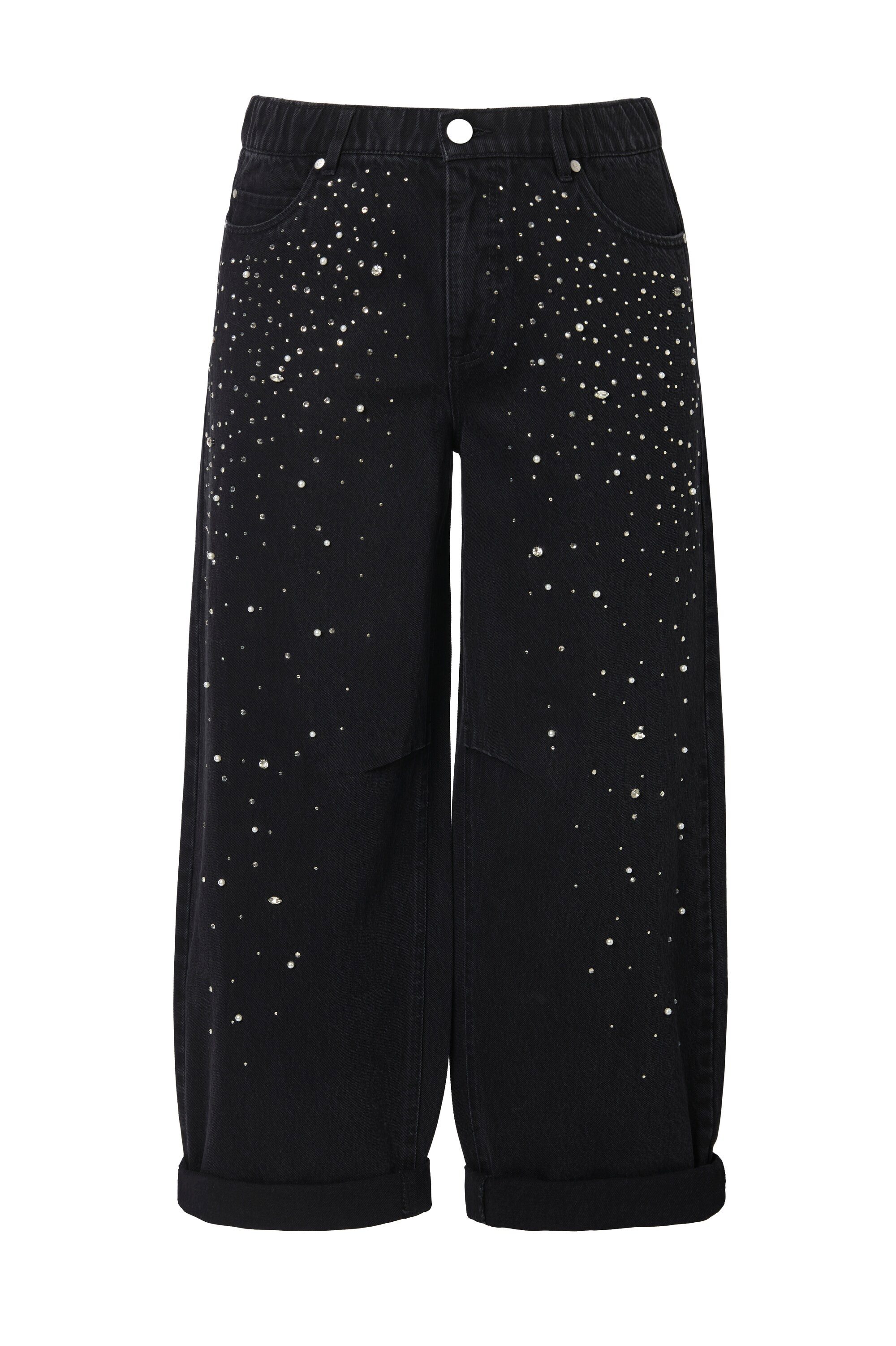 Ulla Popken Regular-fit-Jeans Barrel-Jeans Glitzersteinchen 5-Pocket