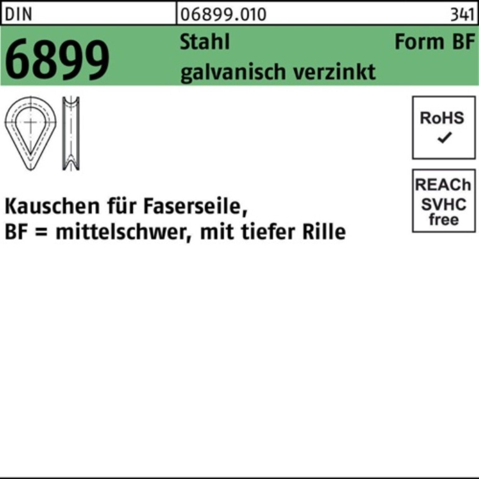 Reyher Kausche 100er Pack Наперстки BF 5 / RW 6 DIN 6899 Stahl galvanisch verzinkt