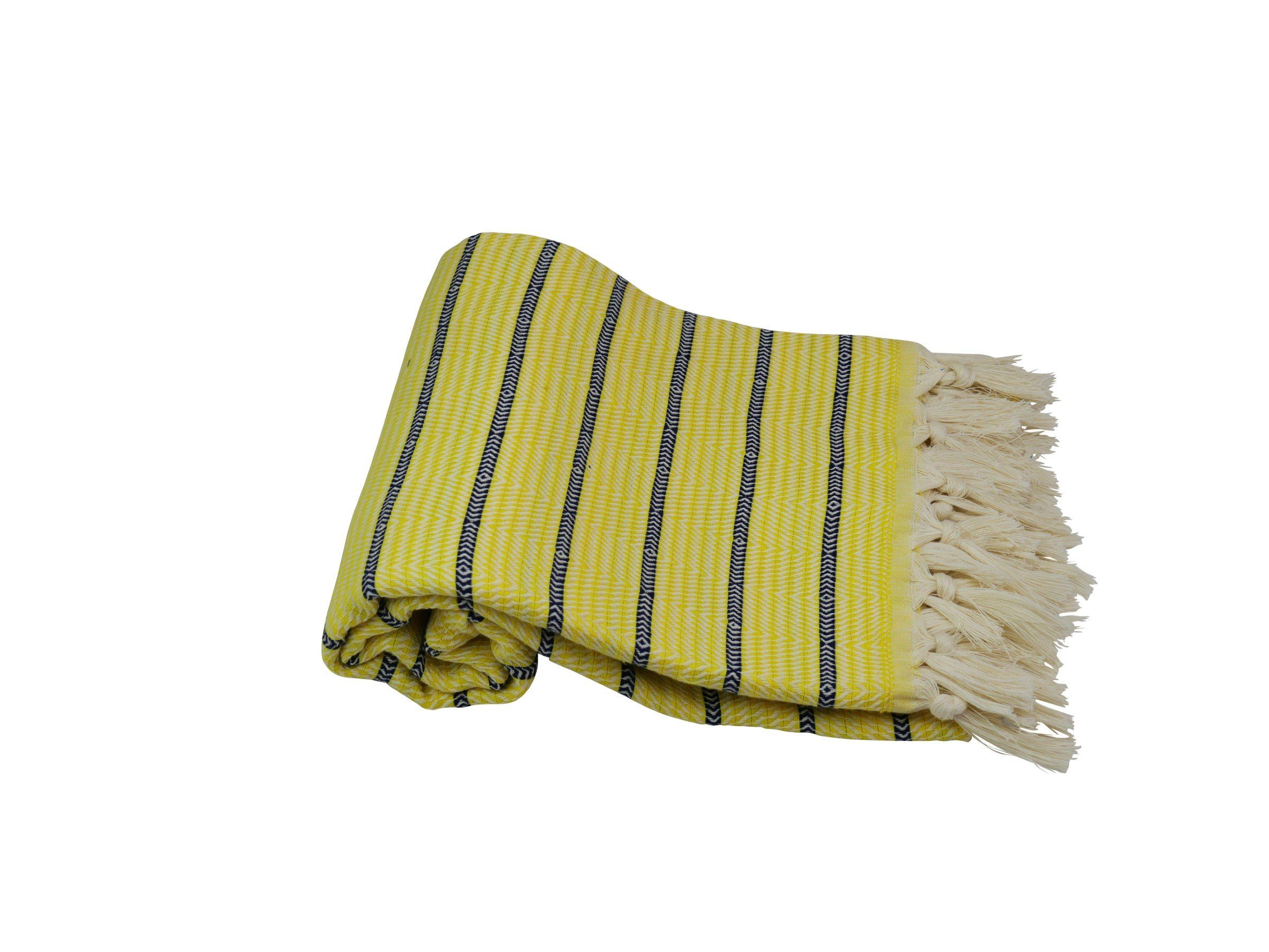 Hamam Hamamtuch Baumwolle (1-St), Style gelb Pestemal und blickdicht farbenfroh, Hamamtuch Didim marineblau, cm 100x175 my