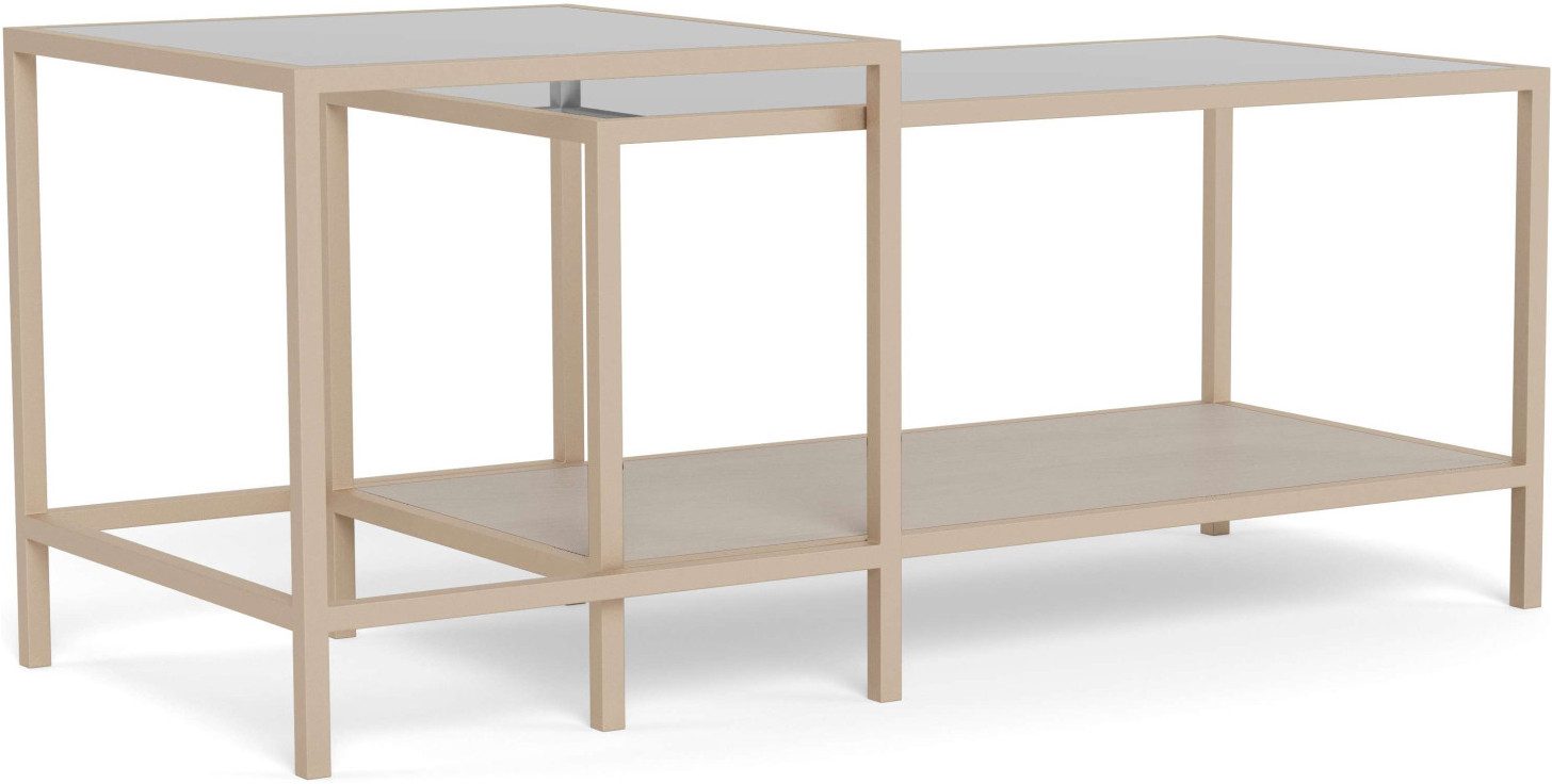 ACTONA GROUP Couchtisch Seaford Kaffeetisch, Wohnzimmertisch, Couchtisch-Set mit Glas & Melamin, 2 Tische, 90x50x50 cm