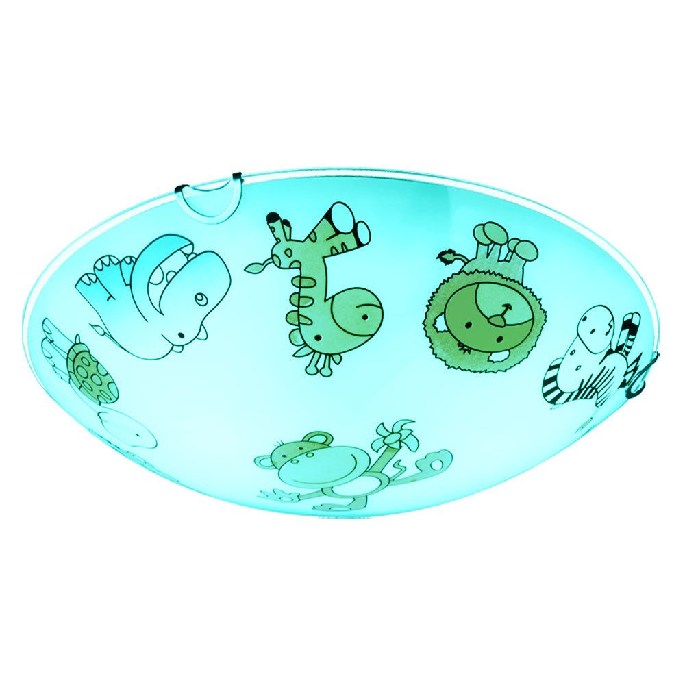 GLOBO LIGHTING Dekolicht, Leuchtmittel inklusive, Warmweiß, Farbwechsel, Kinder Decken Leuchte Fernbedienung Tier Motiv Glas Lampe